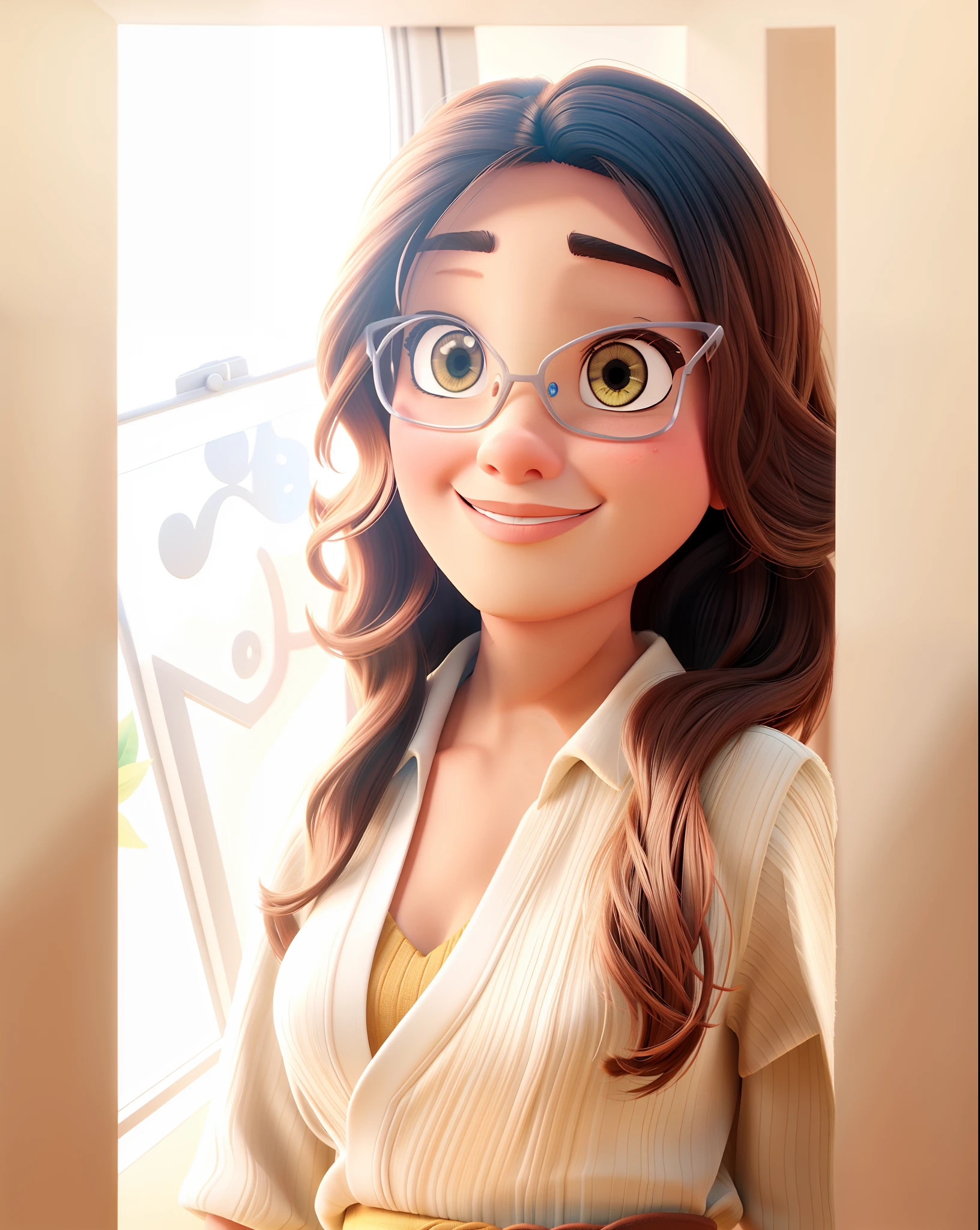 Uma mulher morena estilo Disney Pixar, alta qualidade, melhor qualidade