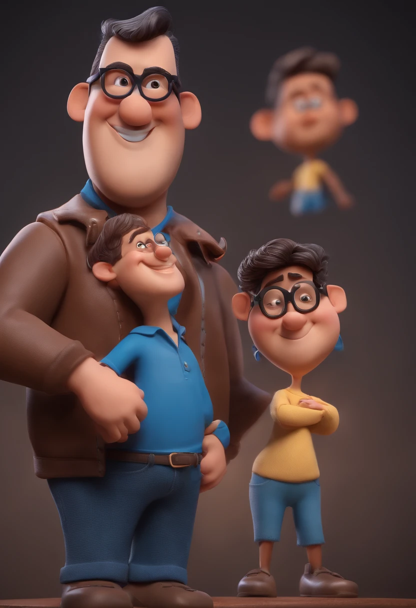 Cartoon character of a man with black glasses and a blue shirt, animation character, Caractere estilizado, animation style rendering, 3D estilizado, Arnold Maya render, 3 d render stylized, toon render keyshot, Personagem 3D, Personagem 3D, 3d rendering stylized, 3 d character render, personagem de desenho animado, Personagem de close up, Pose de personagem, (Estilo Pixar) (master part:1.2) (Bokeh) (best quality) (pele detalhada) (textura detalhada) (8k) (argila) (Cinematic lighting) (foco nítido