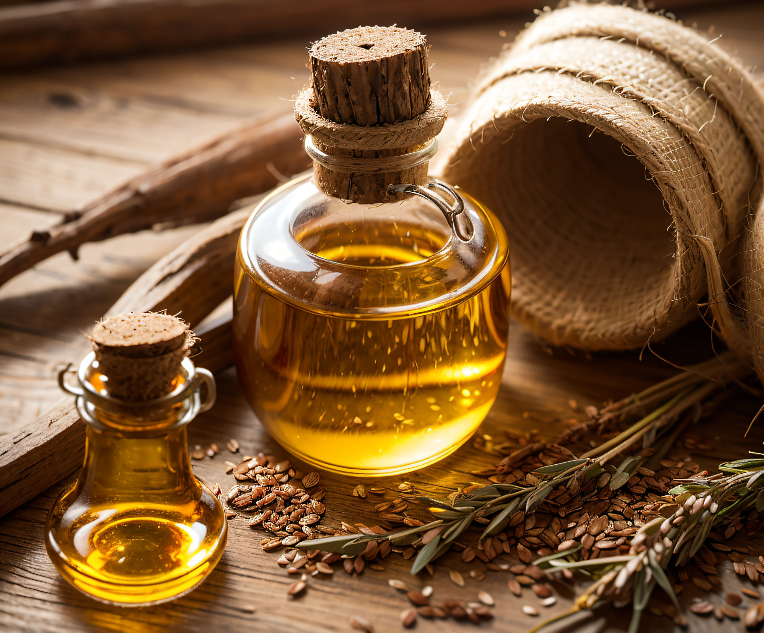 Ancient flaxseed oil from Inner Mongolia，Bottled transparent