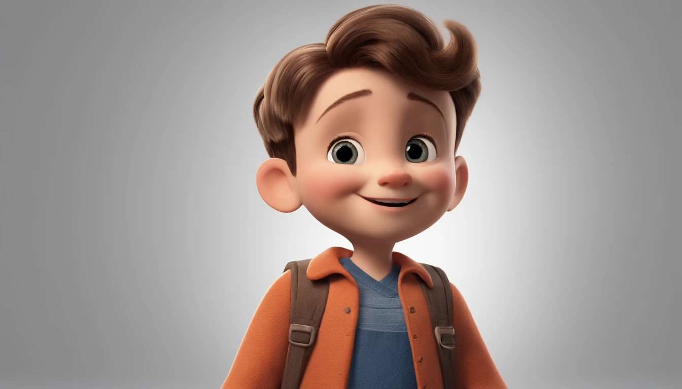 a happy cute ??? standing short hair, vestindo uma fantasia espacial, , fundo branco, barnet, Tom, Estilo Pixar, ....3d, desenhos animados, rosto detalhado, asymmetrical 16k
