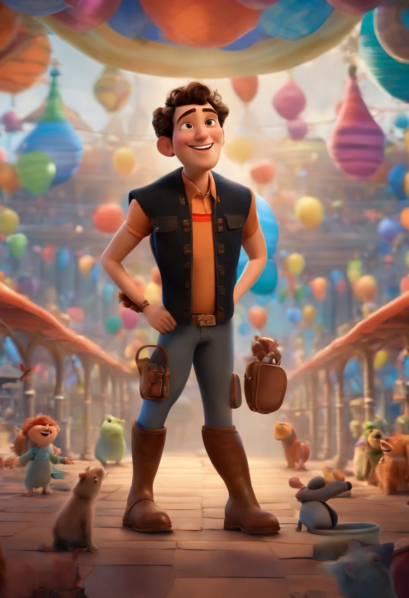 A Dream Architect Inspired by Pixar Animation, de perto. The character takes center stage with captivating facial expressions, oferecendo um toque de irrealidade