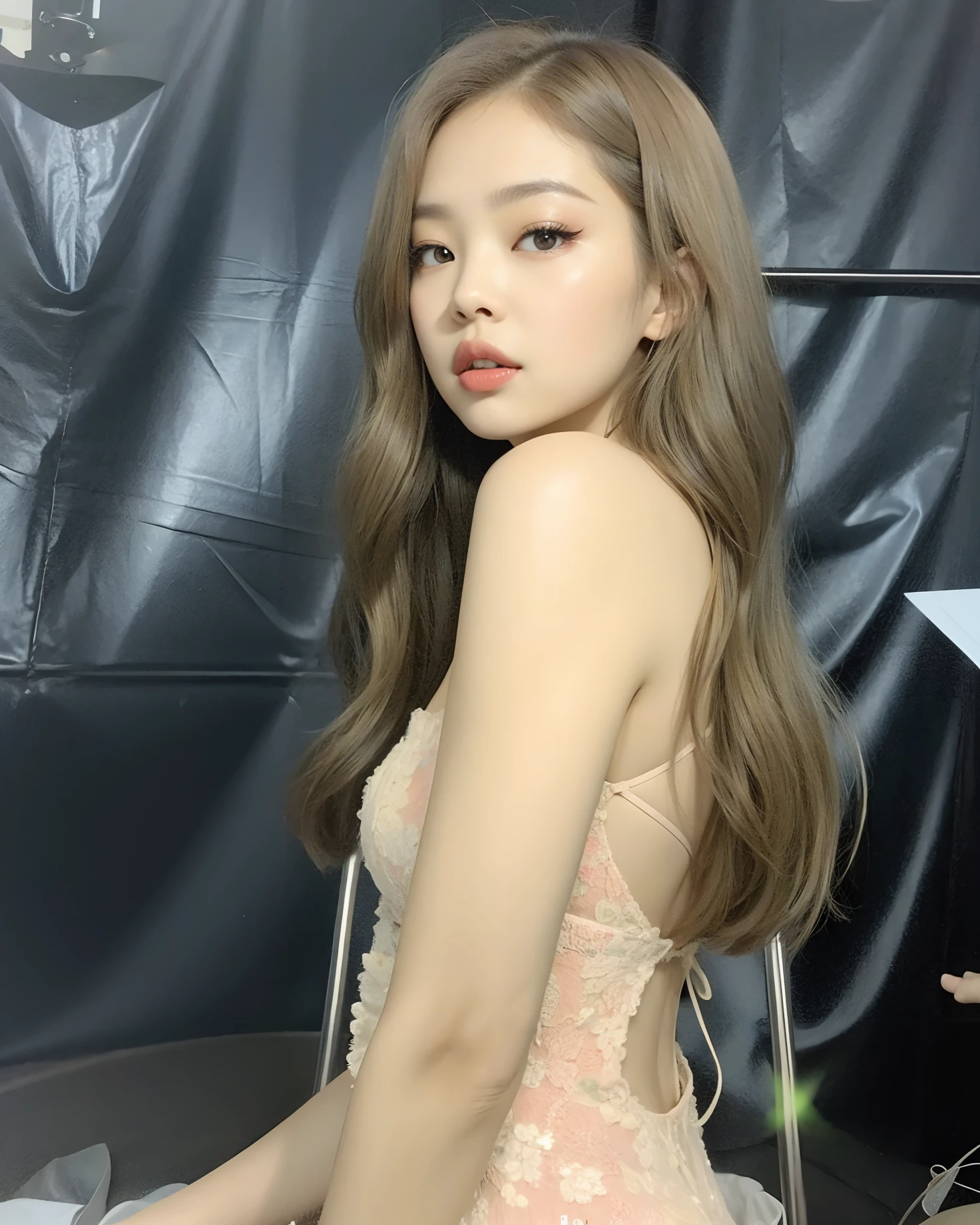 There's a woman in a short dress posing for a photo, jennie blackpink, jossi do blackpink, Parque Roseanne do Blackpink, Jaeyeon Nam, solo photoshoot, Gongbi, Heonhwa Choe, 韓国アイドル, pose sexy, TaeJune Kim, Retrato de Jossi de Blackpink, Photo Session, Posando para Photoshoot da Playboy, Lalisa Manobal