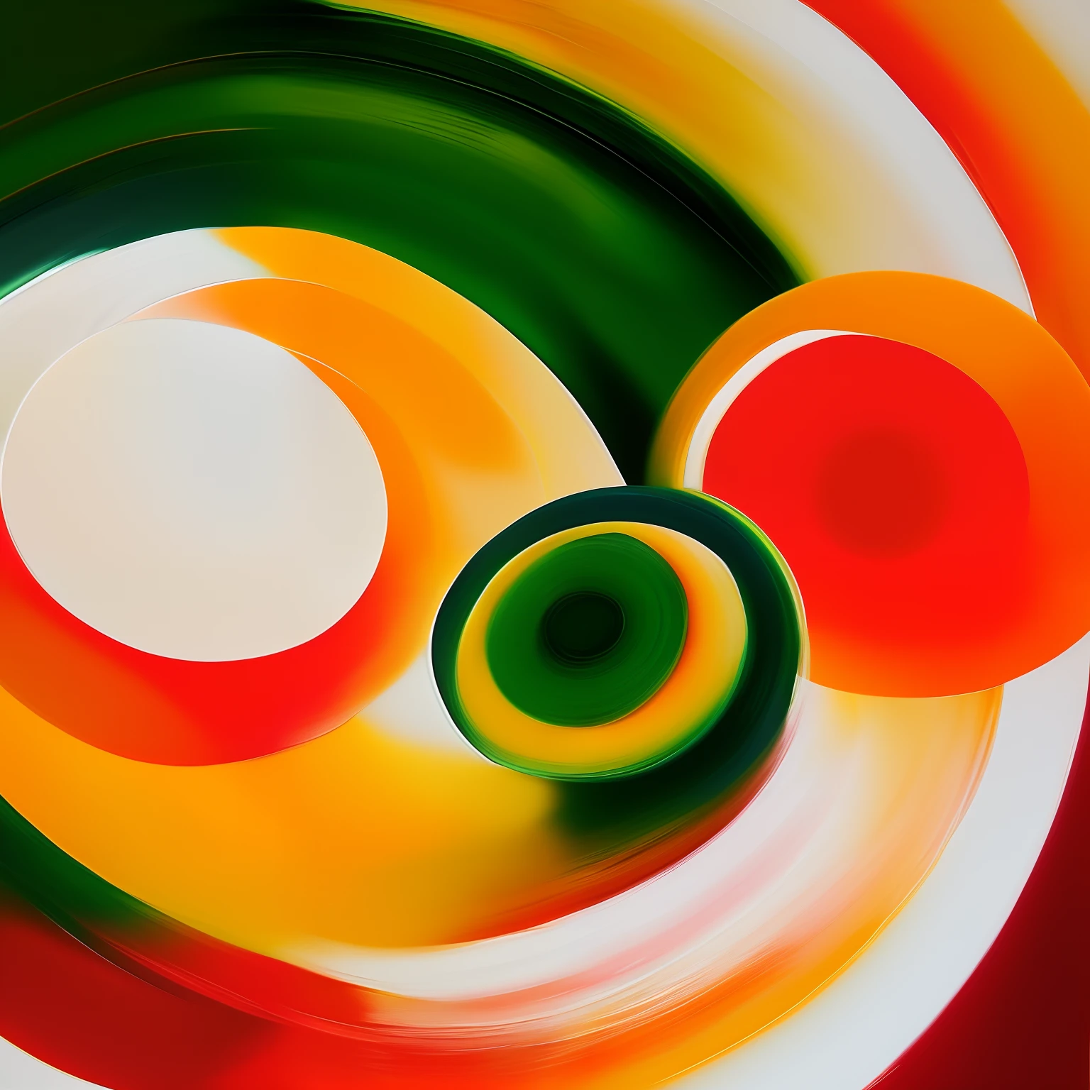 Cercles d’art abstrait blanc rouge vert orange