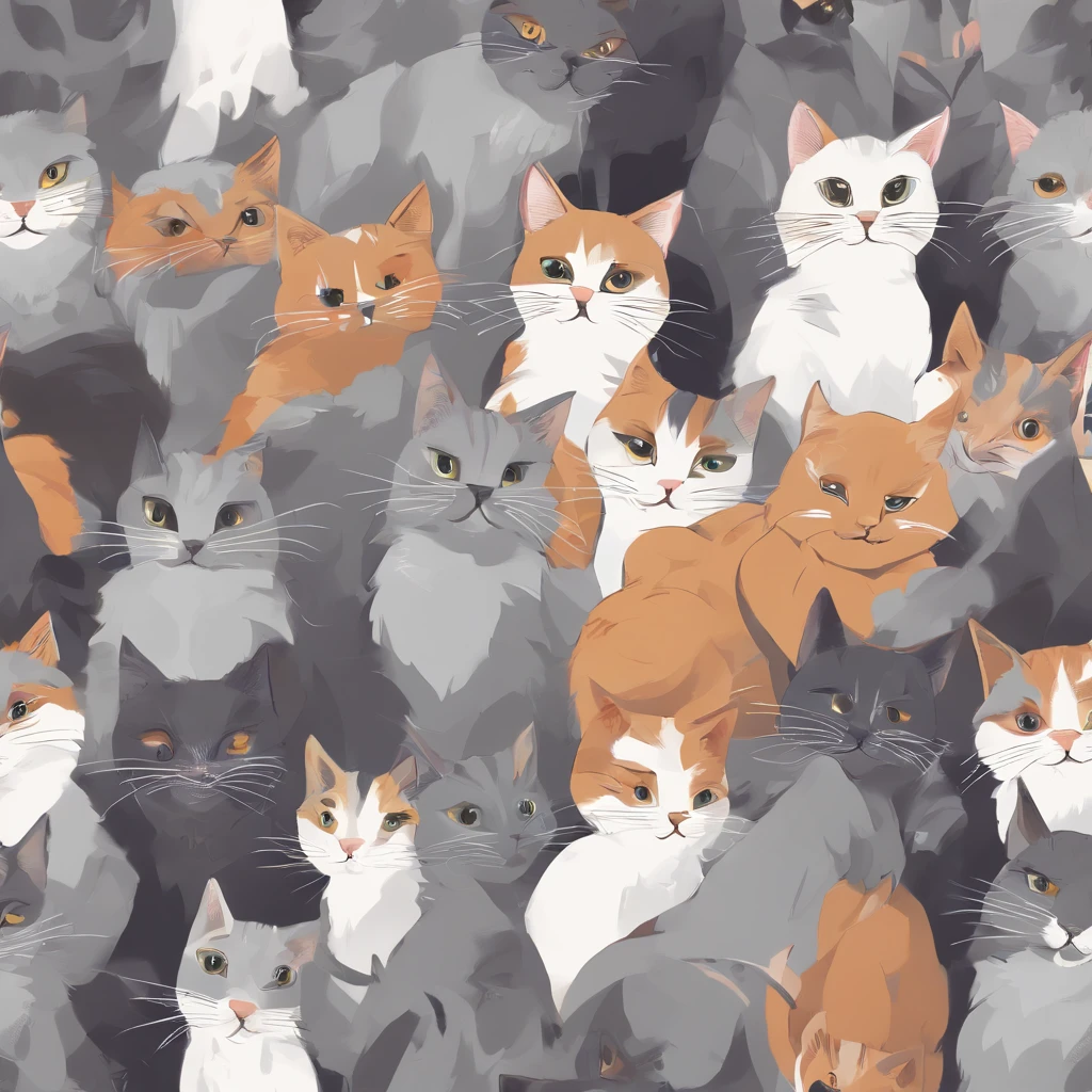 a litter of cats with one cat gray and smaller than the others