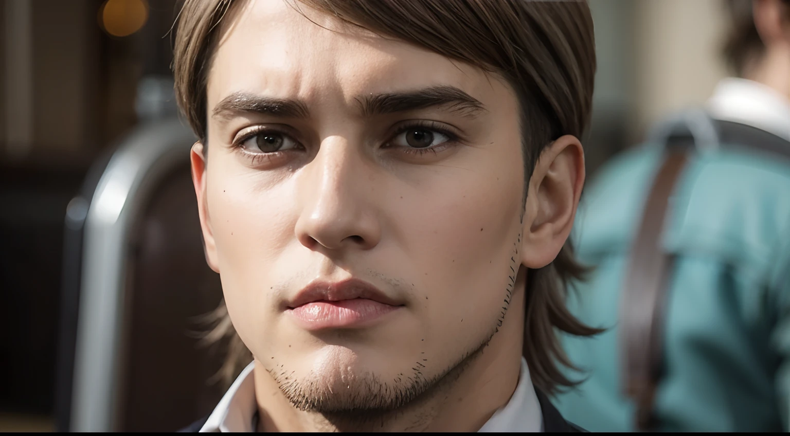 jean_kirstein, brown hair, brown eyes, stubble