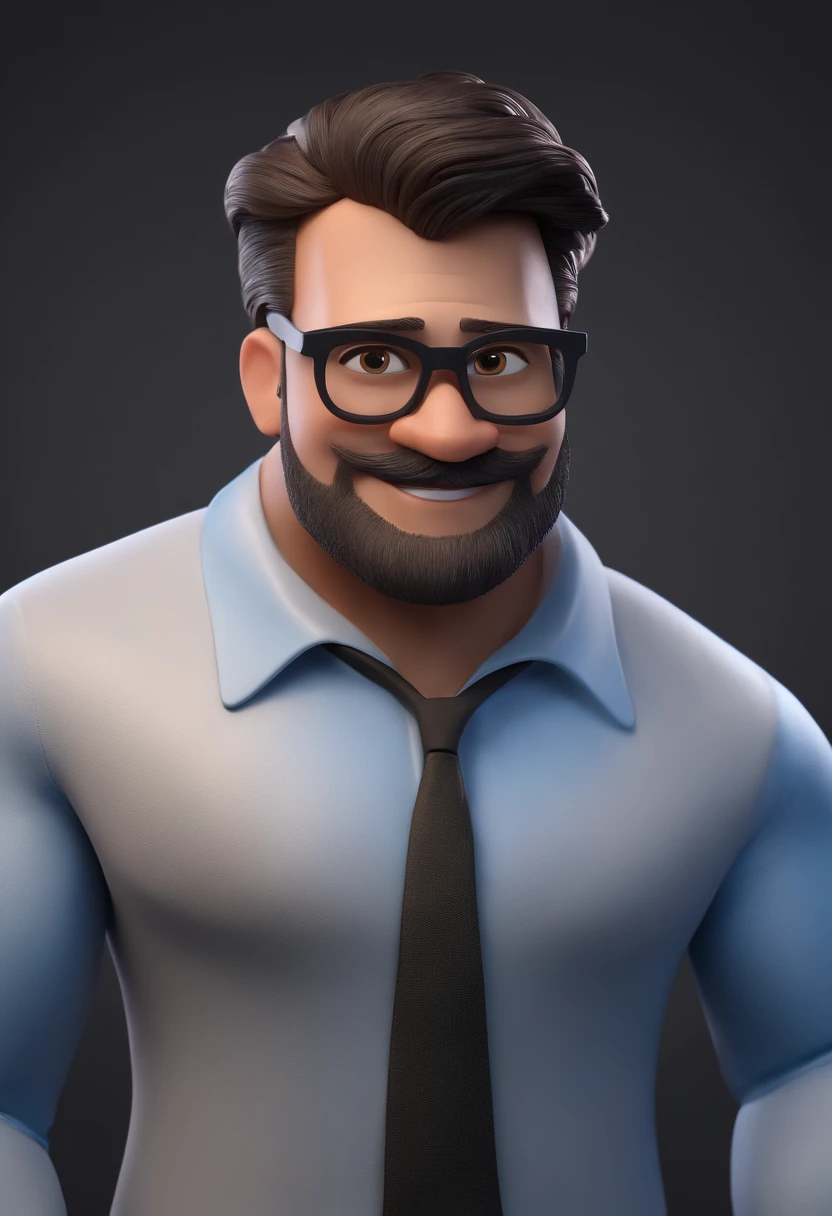 Cartoon character of a man with black glasses and a blue shirt, animation character, Caractere estilizado, animation style rendering, 3D estilizado, Arnold Maya render, 3 d render stylized, toon render keyshot, Personagem 3D, Personagem 3D, 3d rendering stylized, 3 d character render, personagem de desenho animado, Personagem de close up, Pose de personagem, (Estilo Pixar) (master part:1.2) (Bokeh) (best quality) (pele detalhada) (textura detalhada) (8k) (argila) (Cinematic lighting) (foco nítido