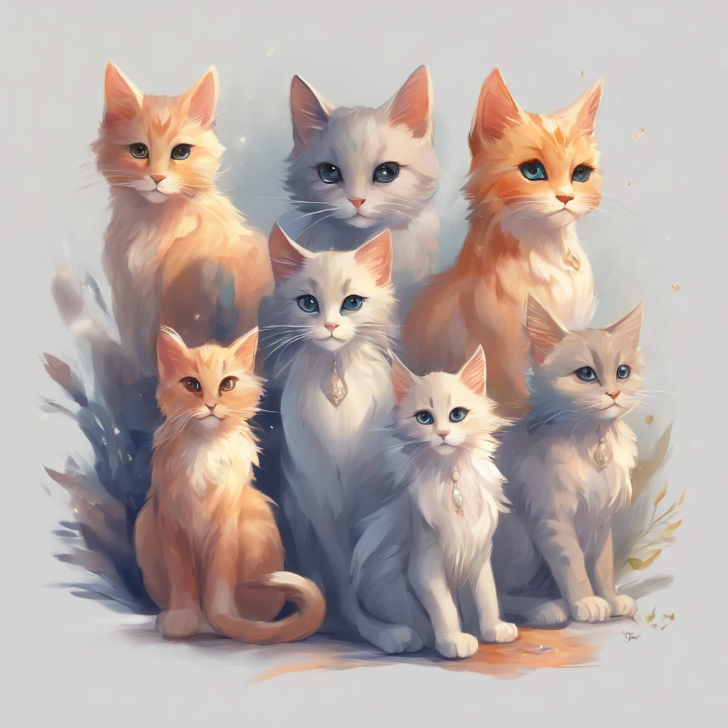 a litter of cats with one cat gray and smaller than the others