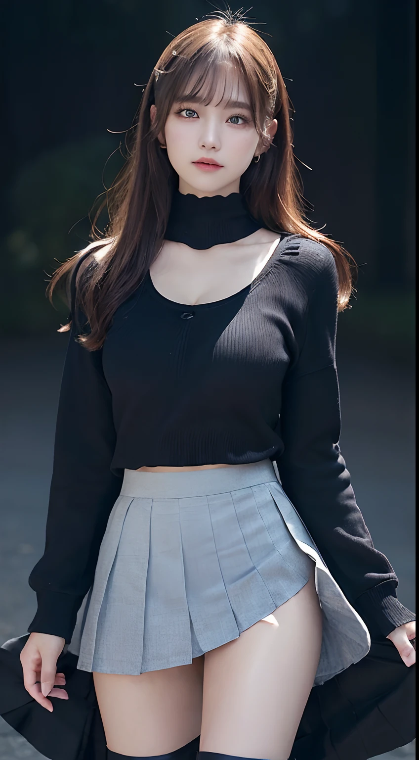 Innocent 18 year old girl、((police,Police Cosplay,a short skirt,thigh visible,I can see the cleavage,Dramatic poses)),Smile,Stone wall background、Raw photo, (8K、top-quality、​masterpiece:1.2)、(intricate detailes:1.4)、(Photorealsitic:1.4)、octane renderings、Complex 3D rendering ultra detail, Studio Soft Light, Rim Lights, vibrant detail, super detailing, realistic skin textures, Detail Face, Beautiful detail eyes, Very detailed CG Unity 16k wallpaper, make - up, (detailedbackground:1.2), shinny skin, Full body、((From head to thigh)),((Flip up your skirt to show your thighs,Flip the skirt:1.5))