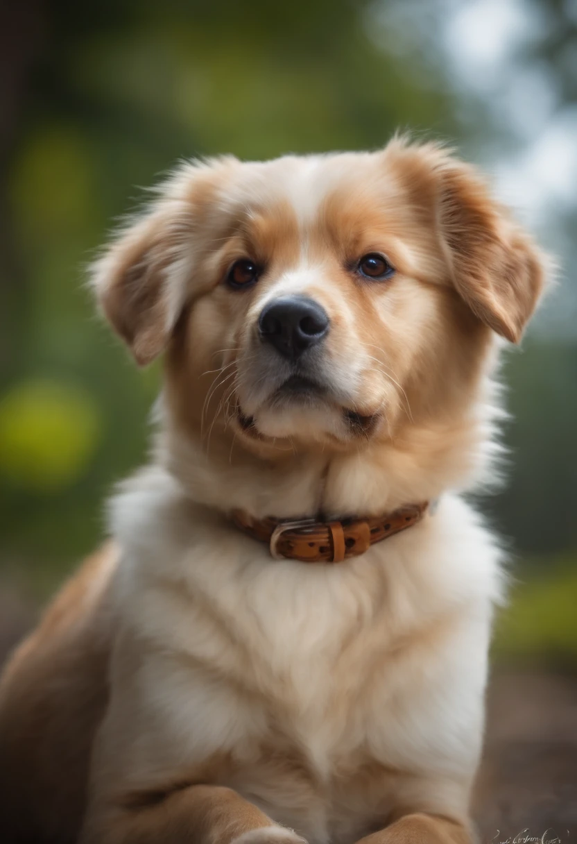 cachorro viralata branco com mancha caramelo nas orelhas