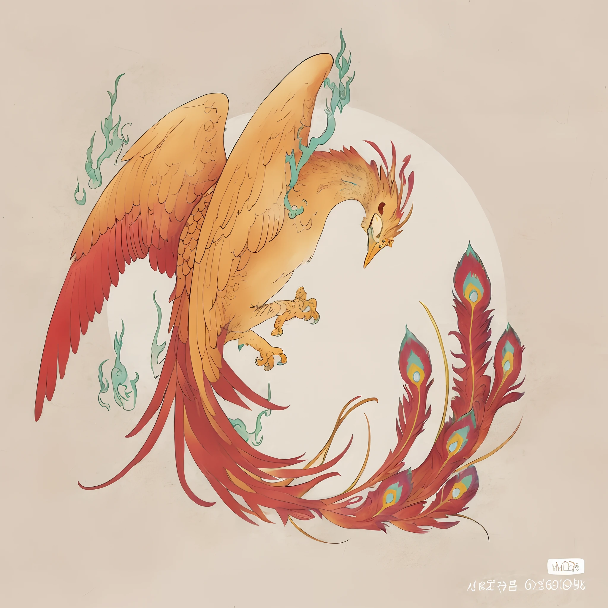 there is a drawing of a bird with a long tail, artwork of a phoenix, ''wallpaper of a phoenix resting, ''wallpaper of a phoenix, phoenix-inspired, phoenix dragon, the solarpunk phoenix, jellyfish phoenix dragon, phoenix in fire, jellyfish pheonix, phoenix rising, marco the phoenix, A phoenix, jellyfish pheonix, fiery bird, The Phoenix rose from the ashes
