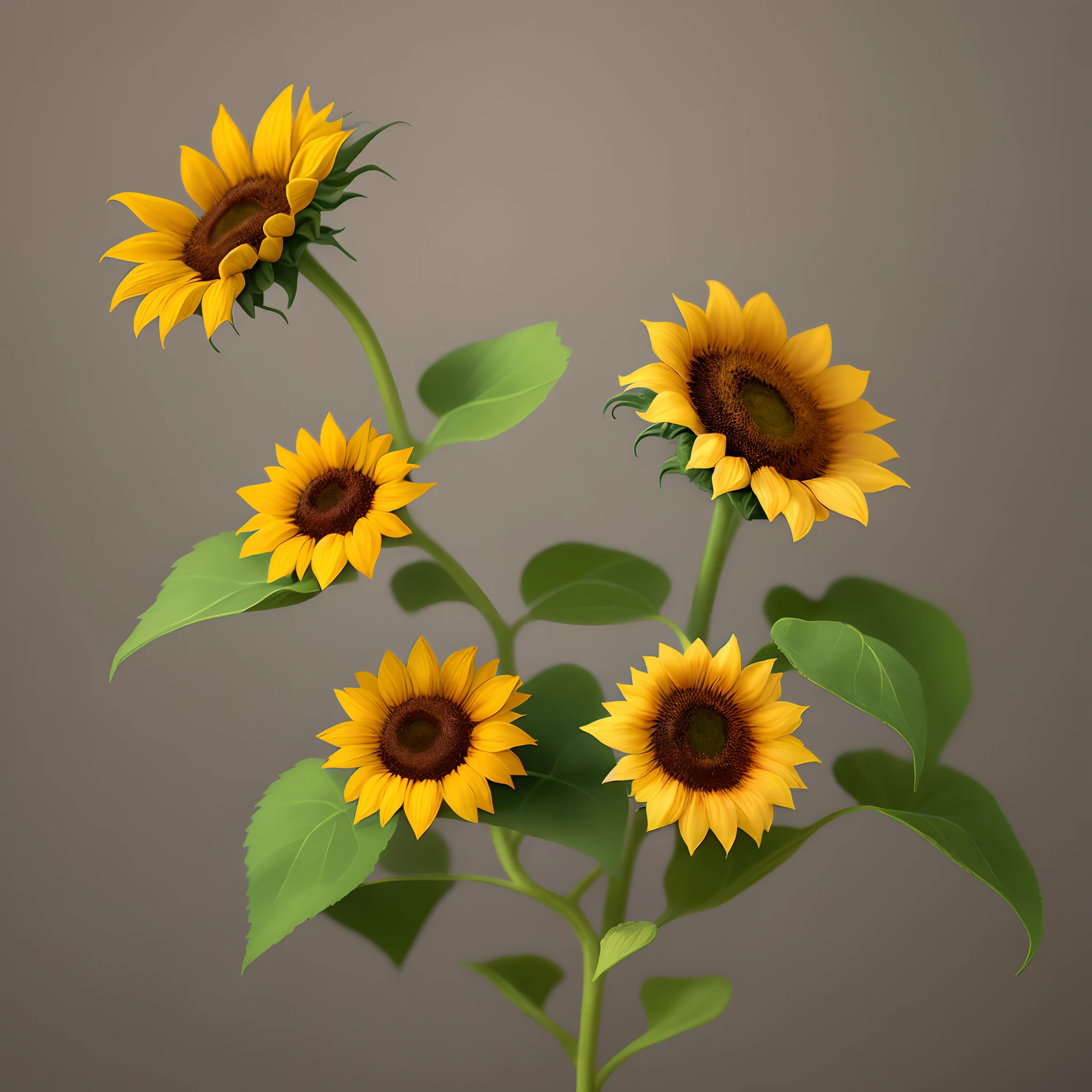 Sunflower with the stem in the shape of emma