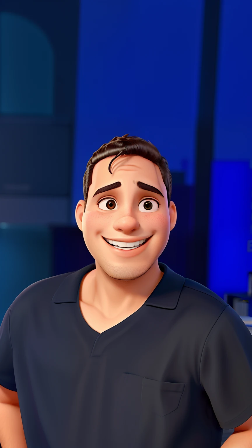 Um jovem sorrindo com o fundo de uma estante de biblioteca
