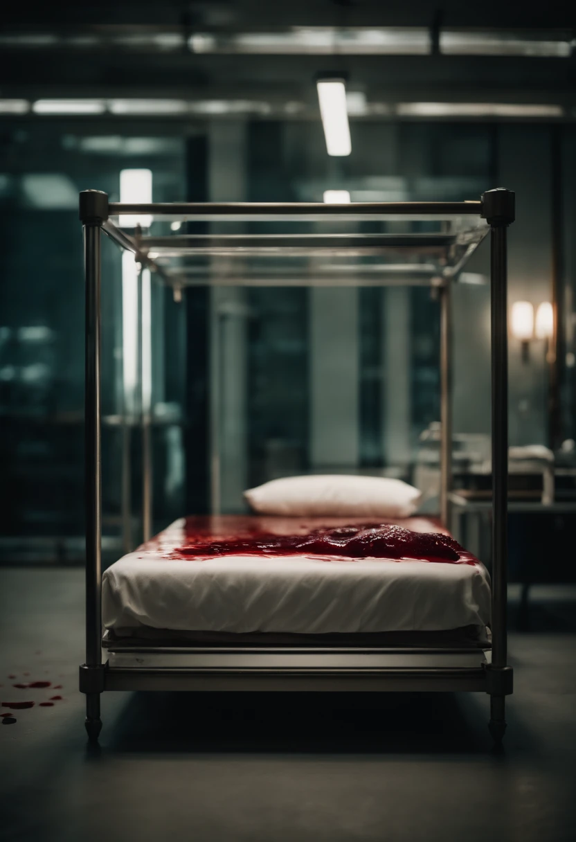 terroral，A red coffin，A hand crawled out of it，The coffin lid was not fully covered，Horror background rendering，There was blood oozing from the coffin