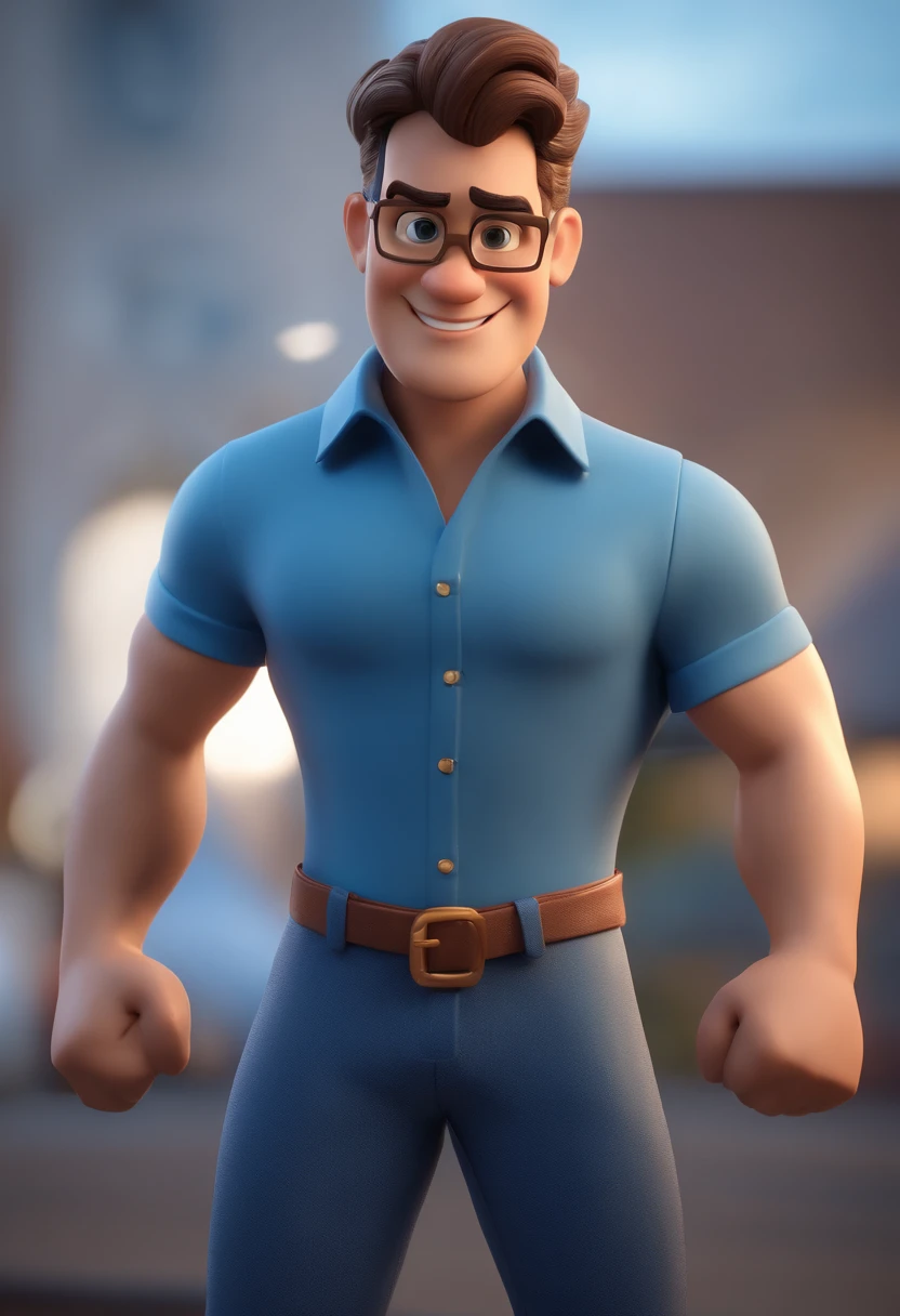 personagem dos desenhos animados de um homem com pouco cabelo e uma camisa azul, animation character, Caractere estilizado, animation style rendering, 3D estilizado, Arnold Maya render, 3 d render stylized, toon render keyshot, Personagem 3D, Personagem 3D, 3d rendering stylized, 3 d character render, personagem de desenho animado, Personagem de close up, Pose de personagem, (Estilo Pixar) (master part:1.2) (Bokeh) (best quality) (pele detalhada) (textura detalhada) (8k) (argila) (Cinematic lighting) (foco nítido