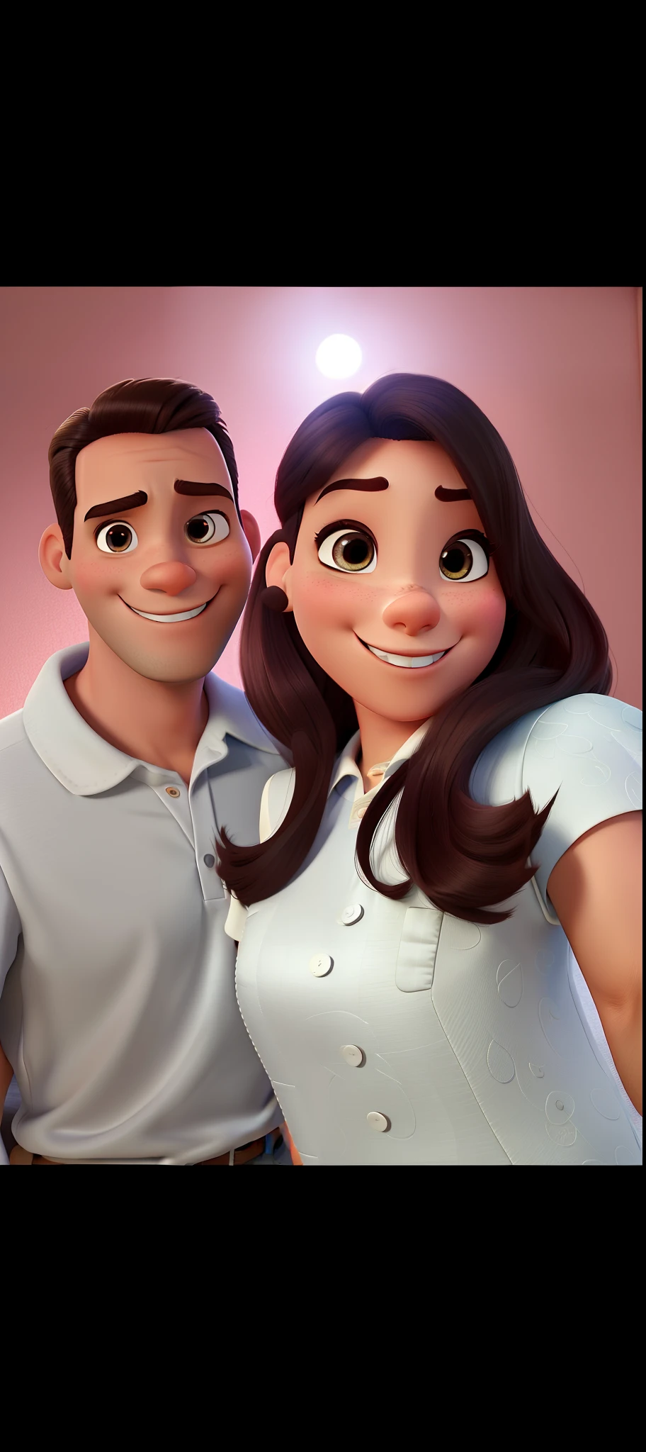 Casal estilo Disney pixar, alta qualidade, melhor qualidade, homem com aparelho de dente, com olhos castanhos