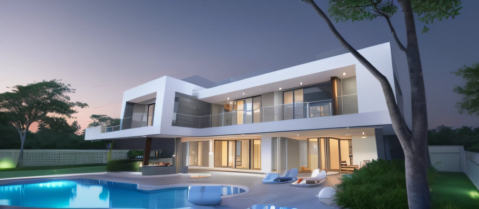 a rendering of a house with a pool and a patio, exterior design, concept house, contemporary house, front view dramatic, front facing view, conceptual rendering, large modern residence, d render, residential design, custom modern castle, mantra rendering, architectural concepts, architectural 3 d render, frontview, front view, vue 3d render, architectural render, all white render