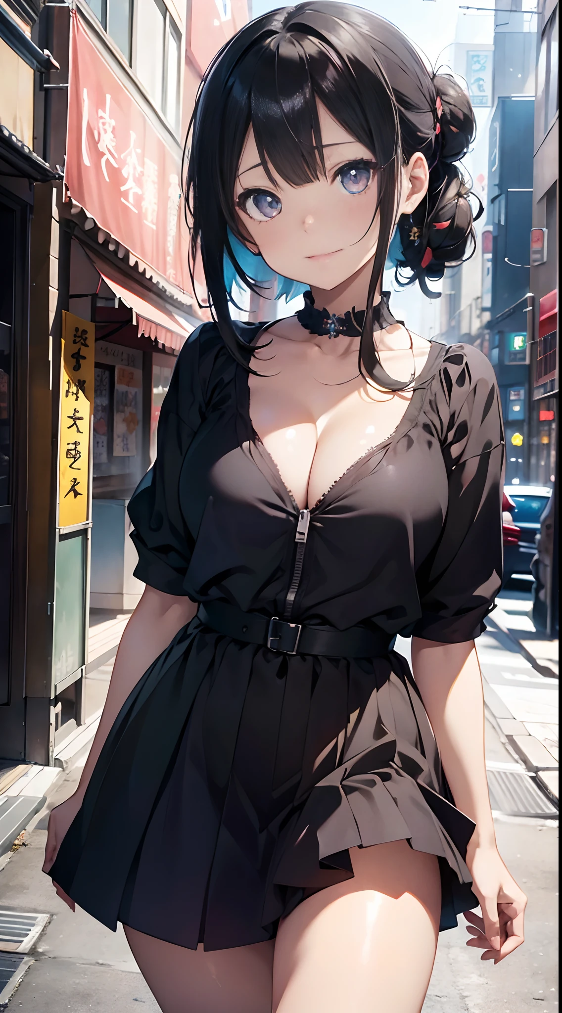 8k HD resolution, (masterpiece), best quality, expressive eyes, perfect face, Higly detailed, Professional art, vivid colours, 135 lens, sun ray lighting, ((bokeh)), (depth of field), Concept: Anime waifu whose eyes are particularly striking and captivating, ((whose arm and legs covered in glowing runes)), wearing (daringly cleavage Yoneyama Mai artistic style colourful short skirt insanely loose glittery dress), masterpiece luminescent anime style drawing, intricate details, [Composition: a striking eyed straight cut short bangs one japanese modern style strict back head bun and straight black haired albino glowing eyes anime character dancing in the middle of the nothingness] full body art, sensual anime woman, anime illustration, beautiful anime artwork, anime artwork, sharp, high quality fabric, [Mai yoneyama artistic style background], Oil painting of a anime waifu by Yoji shinkawa