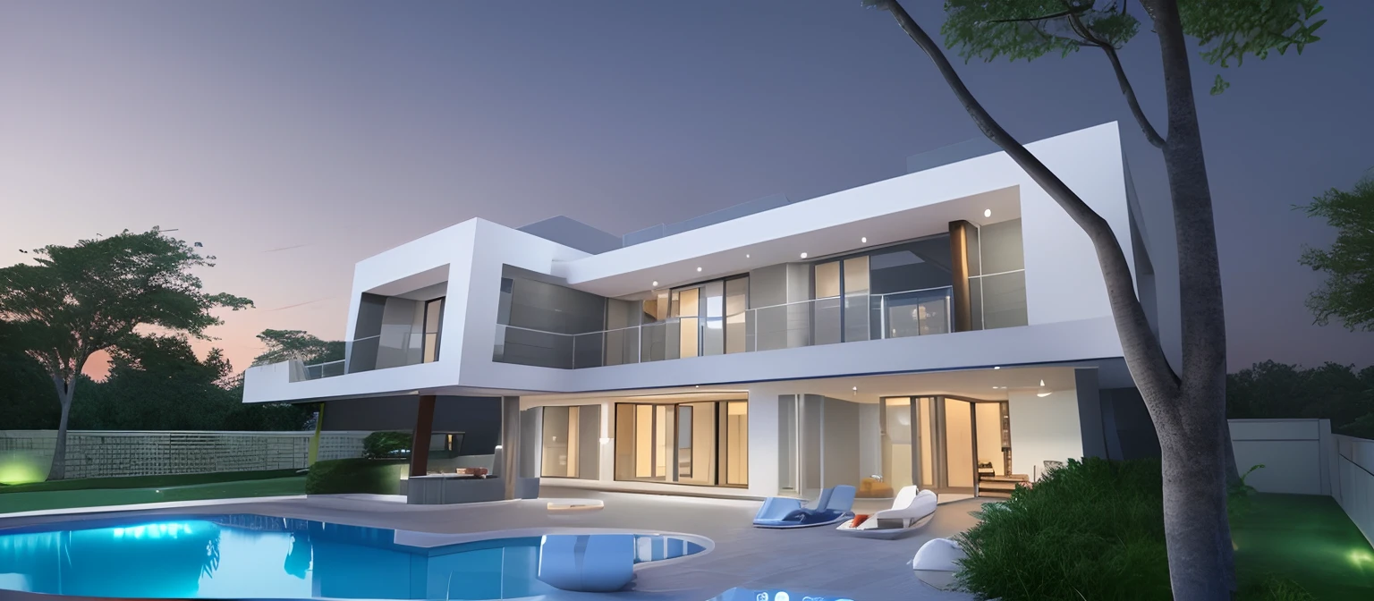 a rendering of a house with a pool and a patio, exterior design, concept house, contemporary house, front view dramatic, front facing view, conceptual rendering, large modern residence, d render, residential design, custom modern castle, mantra rendering, architectural concepts, architectural 3 d render, frontview, front view, vue 3d render, architectural render, all white render