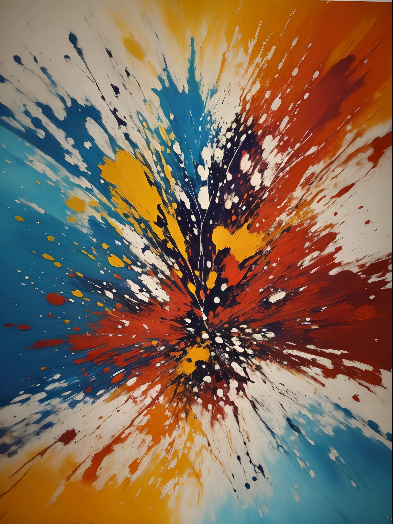 Drawing with colors: yellow, orange, purple and green