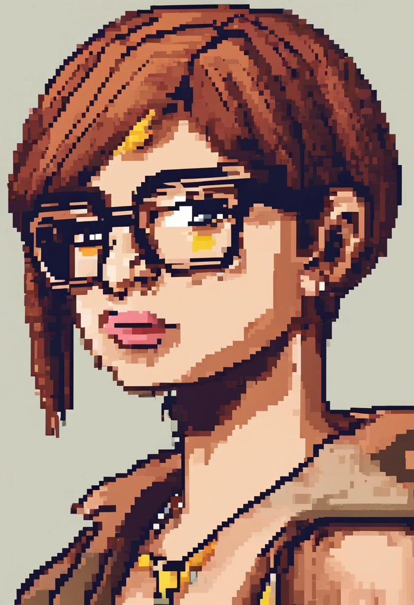 Jovem mulher, cabelo liso castanho, I wear glasses, parda