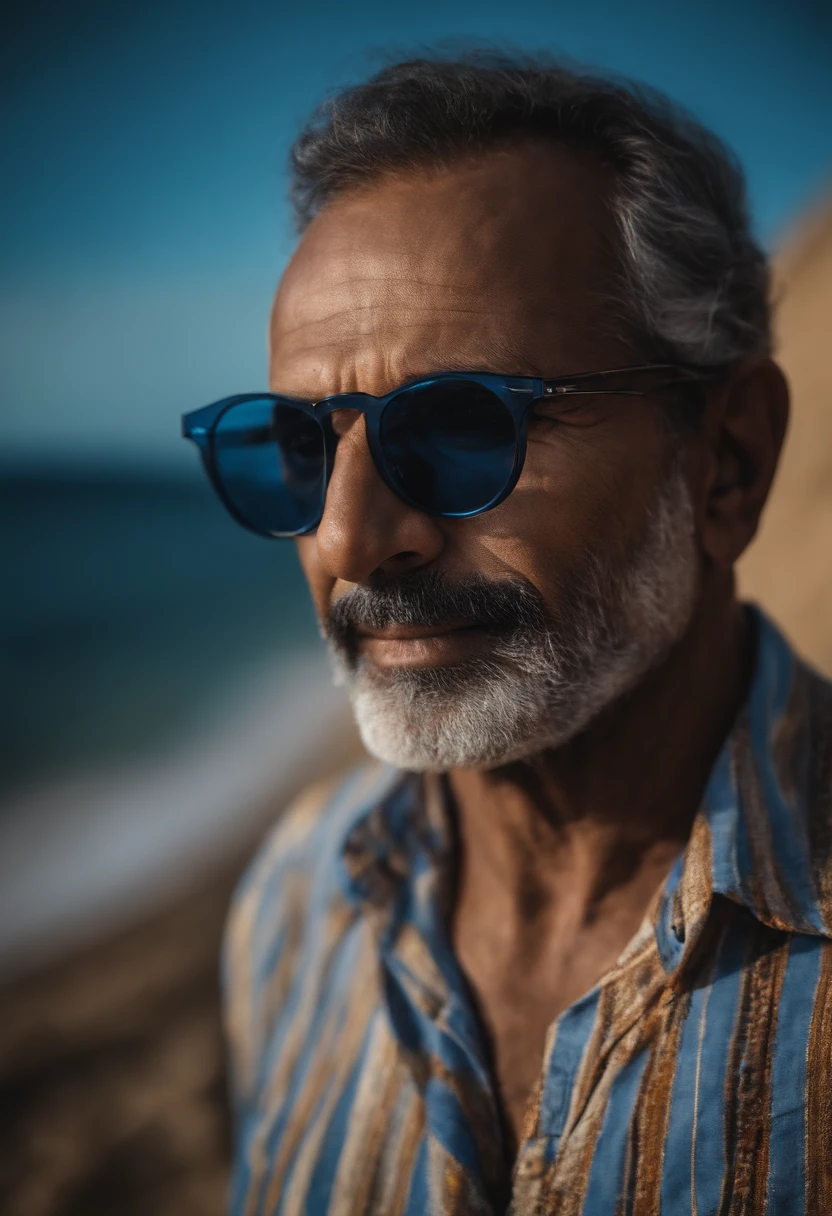 1 Homem, Careca, em um predio alto, de oculos azul, 49 anos, cavanhaque