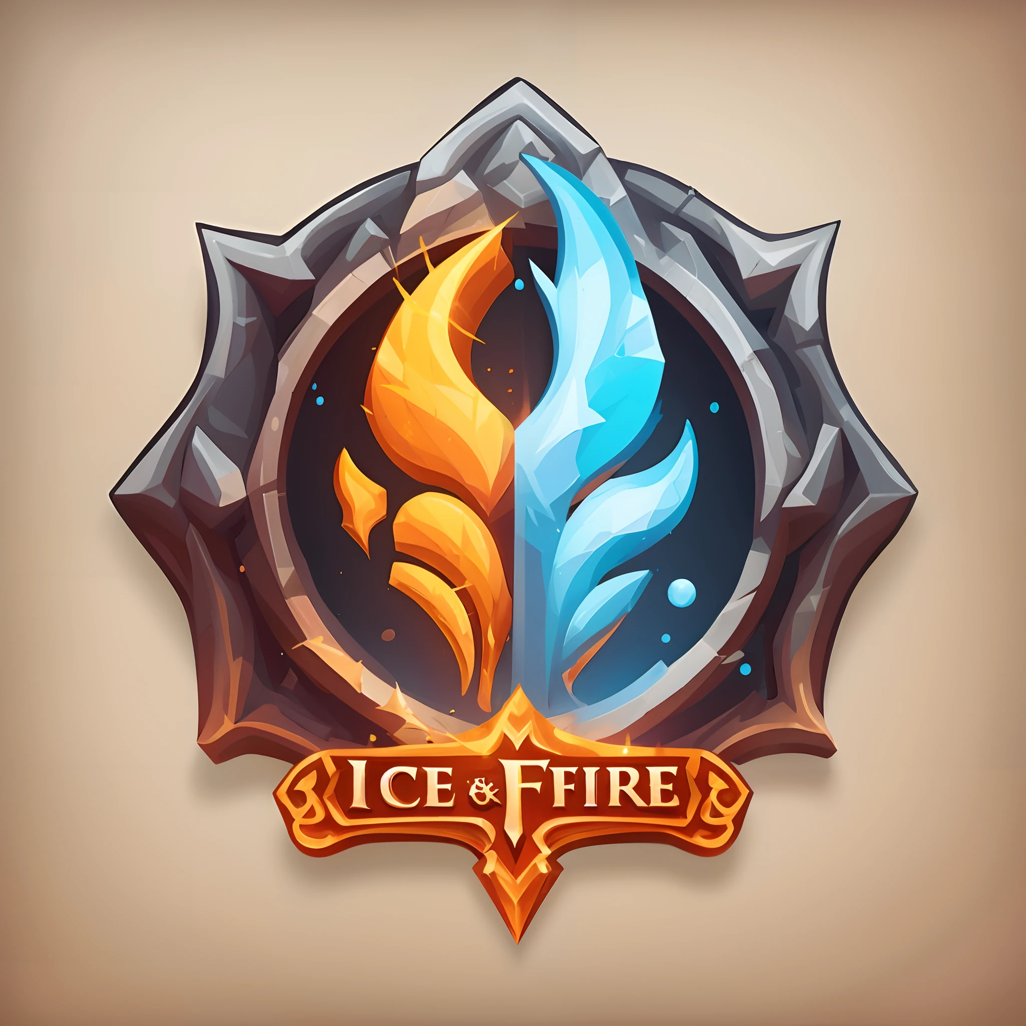 Ice and Fire Element Game Icon Design