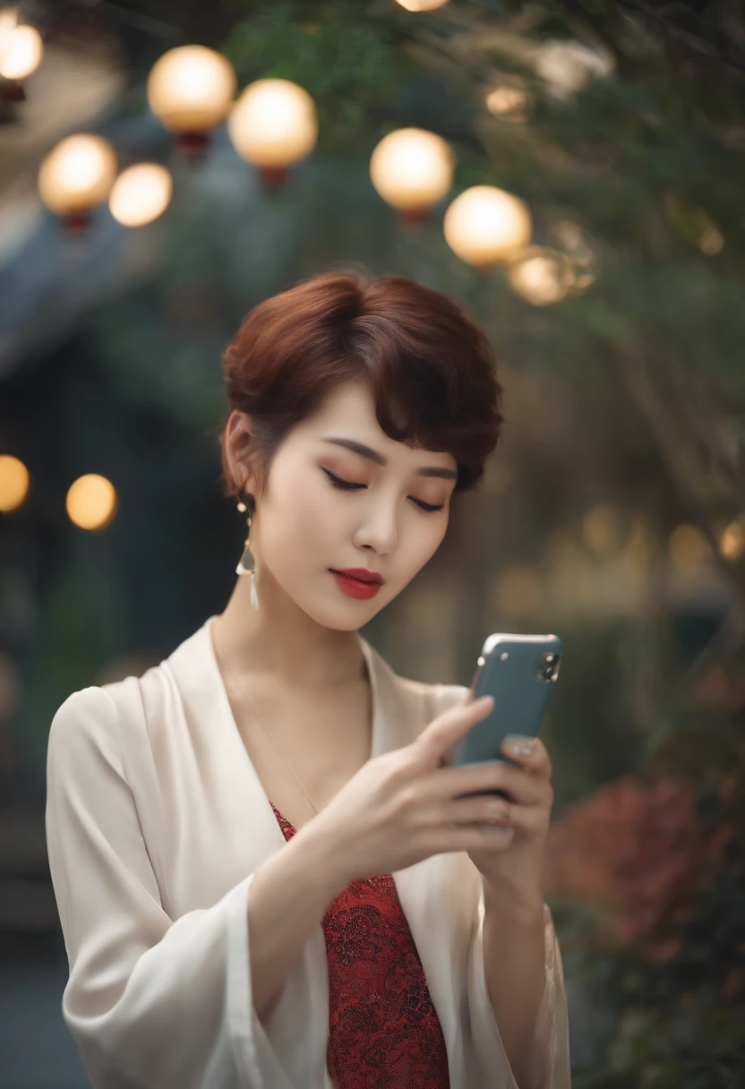 japanes age 30s femele Holding a smartphone Shorthair