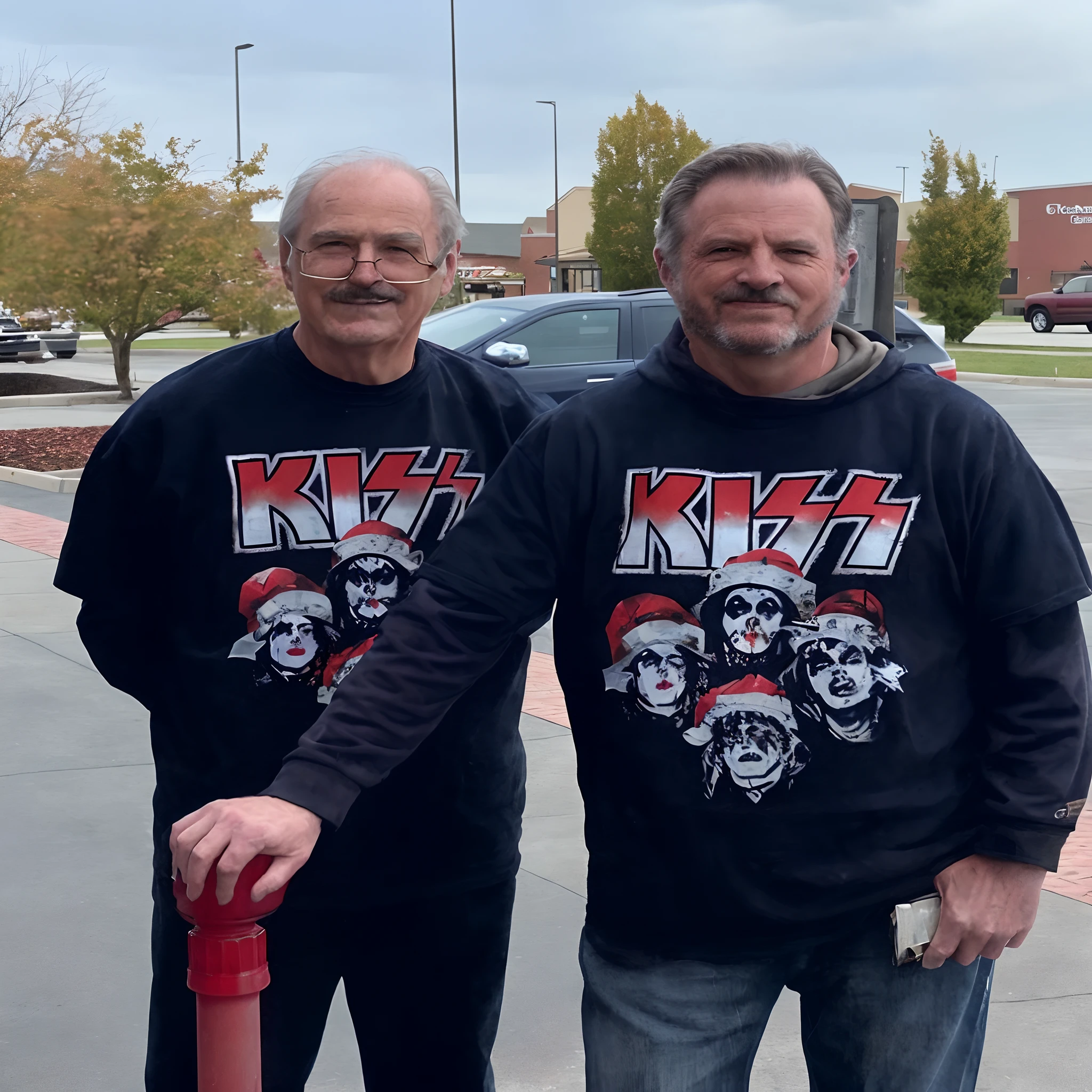 they are two men standing next to a fire hydrant, phil hale and kent williams, greg rutkowski and alex ross, kevin tighe with randy mantooth, greg rutkowski and j.dickenson, greg rutkowski and wayne barlowe, dale keown and greg rutkowski, by Wayne Reynolds, kiss, greg rutkowski and rob ross, by Wayne England