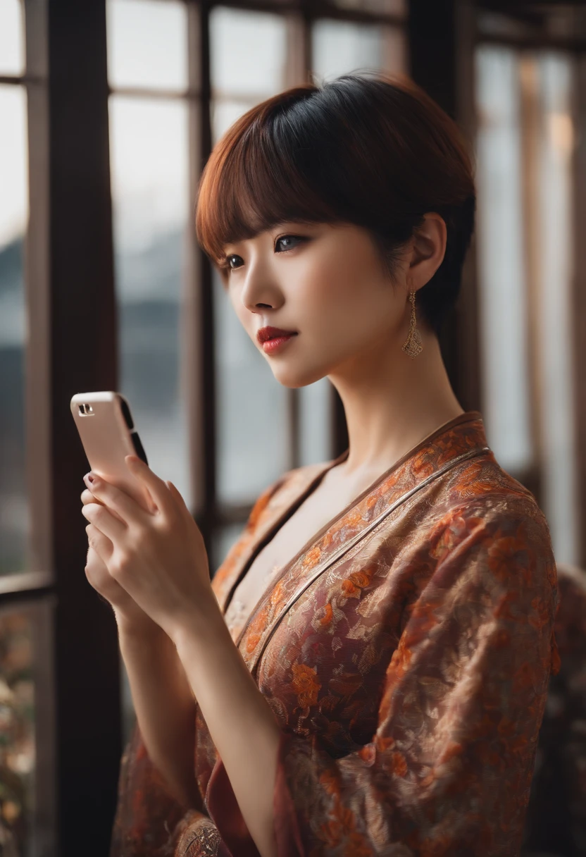 japanes in her 20s femele Holding a smartphone Shorthair