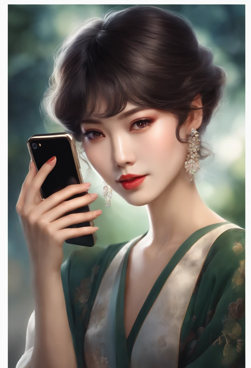 japanes in her 20s femele Holding a smartphone Shorthair