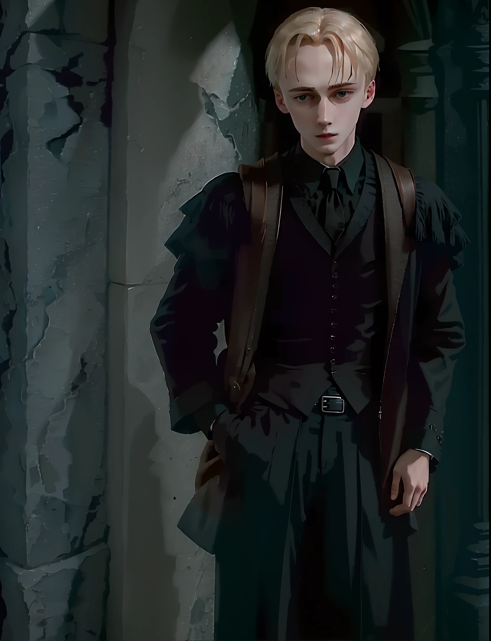 Tom Riddle suited up at a party with Draco Malfoy