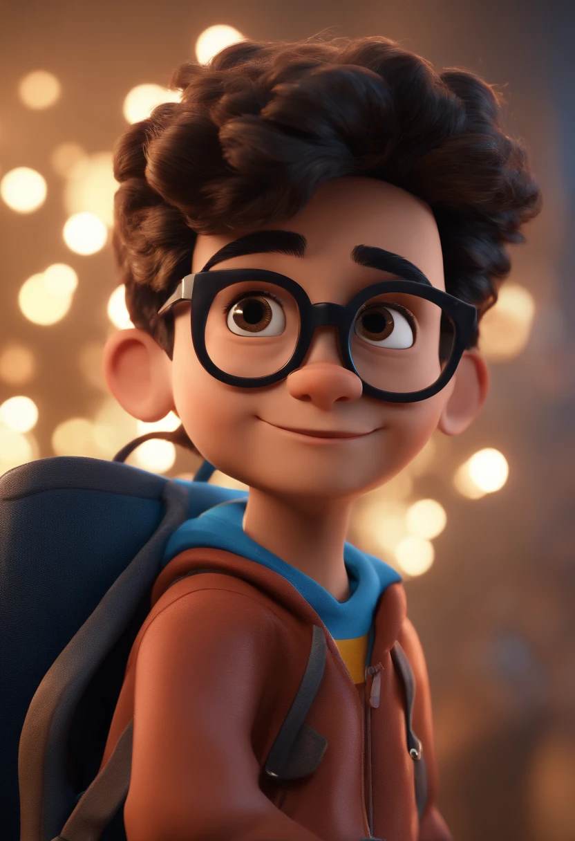 Cartoon character of a boy wearing blue glasses and a black t-shirt, animation character, Stylized characters, animation style render, Stylized 3D, Arnold Maya Lender, 3d rendering stylized, toon render keyshot, 3dcharacter, 3dcharacter, 3D rendering stylized, 3 d character render, comic book character, Character Pose, (pixer style) (Master Parts:1.2) (Bokeh) (Best Quality) (detailedskin) (detailed texture) (8K) (clay) (Cinematic lighting) (foco nítido