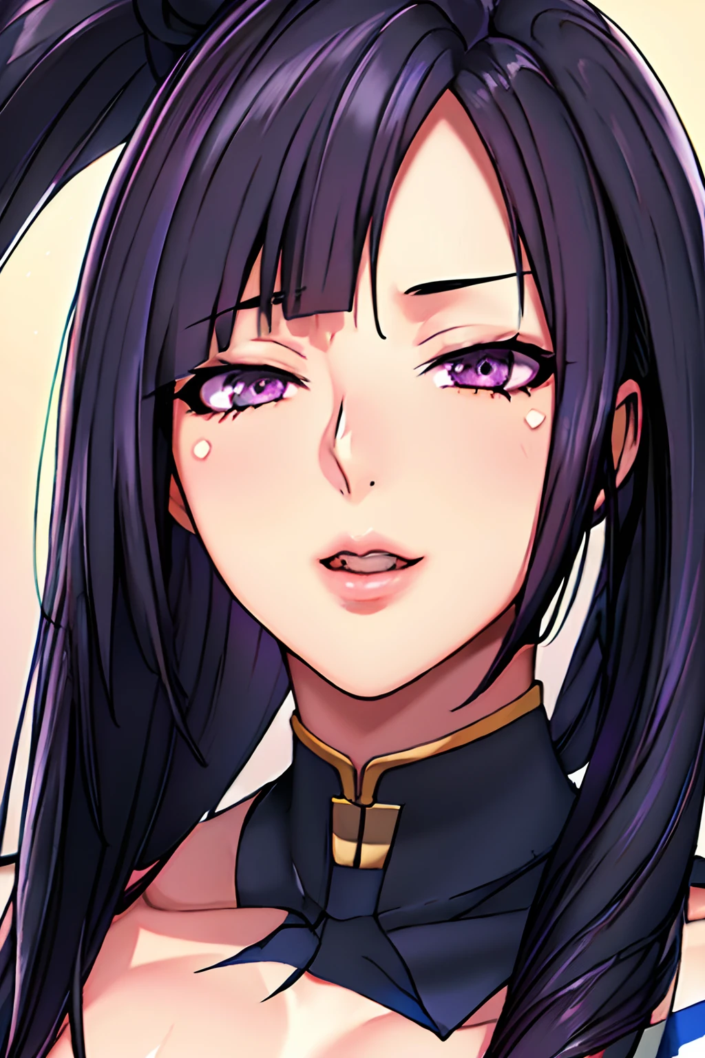Beautiful, looking at viewer, pov on bellow, (showing whole body), cowboy shot, ((focus on whole body)),(police uniform:1.5), city background, semi-rimless eyewear, black hair, very long hair, ponytail,Bangs,purple eyes, 1 girl, 20yo,Young female,Beautiful Finger,Beautiful long legs,Beautiful body,Beautiful Nose,Beautiful character design, perfect eyes, perfect face,expressive eyes,perfect balance, (innocent_big_eyes:1.0), official art,extremely detailed CG unity 8k wallpaper, perfect lighting,Colorful, Bright_Front_face_Lighting,shiny skin, (masterpiece:1.0),(best_quality:1.0), ultra high res,4K,ultra-detailed, photography, 8K, HDR, highres, absurdres:1.2, Kodak portra 400, film grain, bokeh:1.2, lens flare, (vibrant_color:1.2),professional photograph, (Beautiful,large_Breasts:1.4), (beautiful_face:1.5)