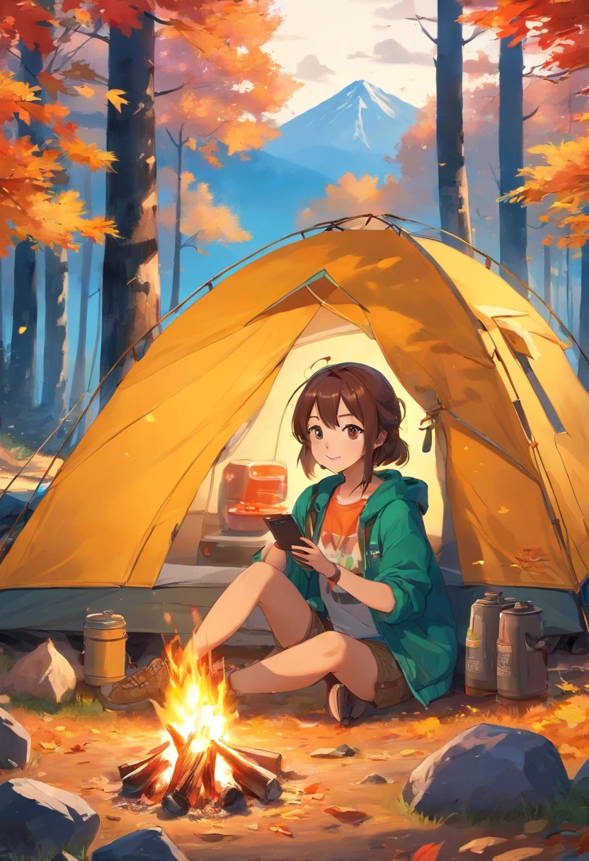 Location of red, yellow and green autumn leaves in the mountains: 1.3, Three beautiful people with symmetrical faces and perfect bodies: 1.4, Three beautiful people with perfect bodies: 1.4, Mountain bike and camper: 1.5, Japanese, drinking coffee on a simple table, two dogs in the background, outdoor, multi-person camping, tent, wonderful bonfire: 1.5, chatting,, movie-style composition of enjoying camping, fun I'm here, Smile, Very Pretty and Cute Face, Hide Hands, Best Quality, 8K, Masterpiece, Best Quality, Super Resolution, 8K Portrait, Unity 8K Wallpaper, 8K Portrait, Watercolor, Masterpiece, Stylish Design ,Trends,State-of-the-art,Outdoors, camper, Multi-person camping, teepee, Amazing bonfire: 1.5, chatting, , Movie-style composition to enjoy camping, Fun I'm here, Smile, Very cute and cute face, Hide hands, The highest image quality, 8K, masutepiece, The highest image quality, Super Resolution, 8K Portrait, Wallpapers by Unity 8K, 8K Portrait, watercolor paiting, masutepiece, Stylish design, trending, State - Cutting Edge,
,Facial features are carefully described,realistic skin textures,Dark style,depth of fields,high beams,Real Light,Streak Trace,OC rendering,Hyper-realistic,top-quality,8K,Works of masters,Superfine,Correct ???????,sharp focus on eyes,Bokeh,Facial features are carefully described