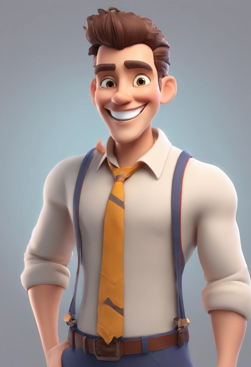 Smiling Man Illustration, sorriso insano, Homem de pele marrom com um sorriso gigante, happily smiling at the camera, sorriso atrevido, he's smiling, sorriso muito grande, Macho sorridente, foto de perfil headshot, rindo sorriso enorme, desenhando no estilo de Arte 3D, c4d, fundo de cor branco puro, estilo disney, estilo pixar render ilustracao Super Detalhe, 8k