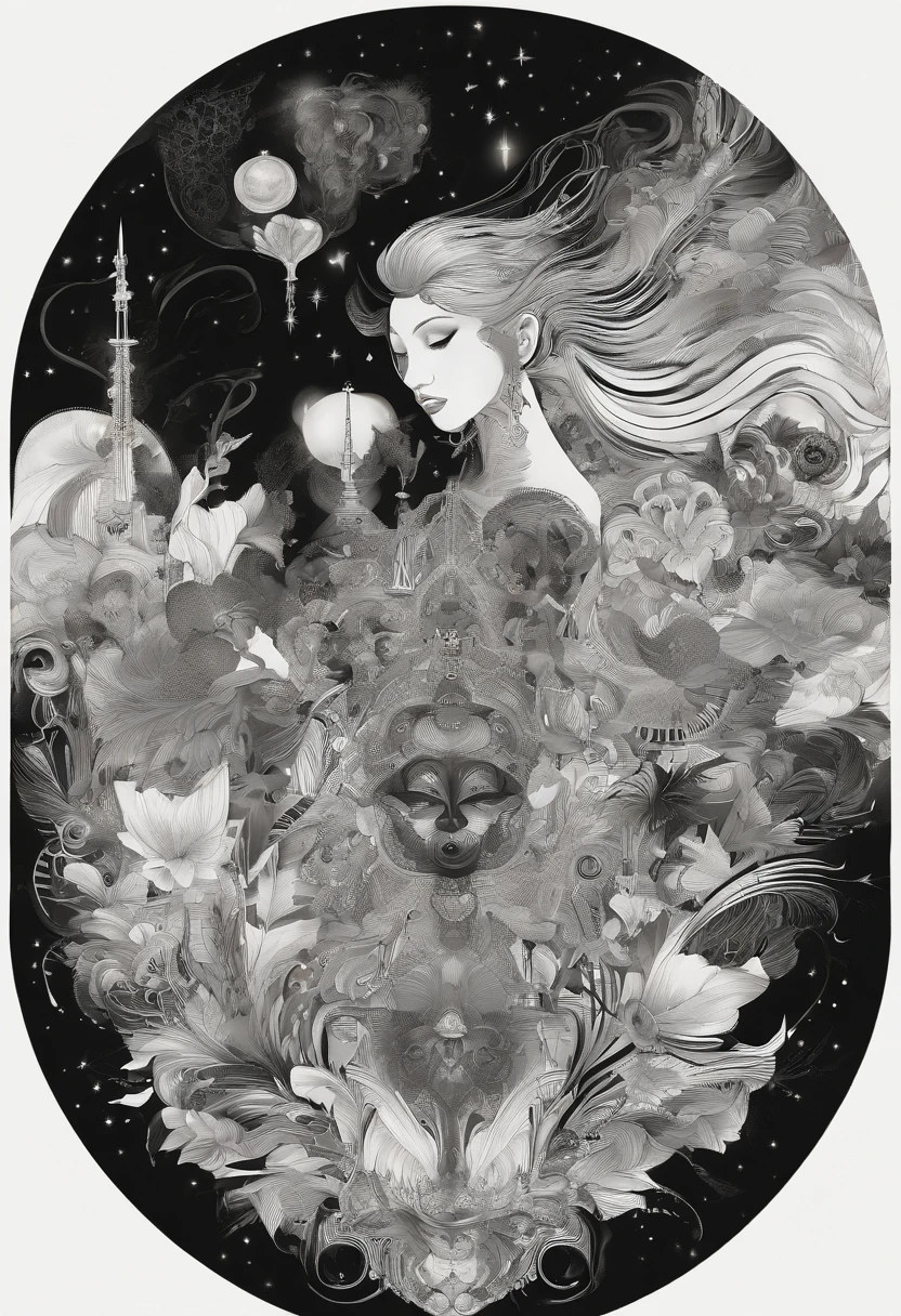 Visualize neutral colors (black and white) with all design elements, including points, lines, planes, shapes, textures and apply them to two-dimensional works. based on the meaning of the song Can't Help Falling in Love by Elvis Presley