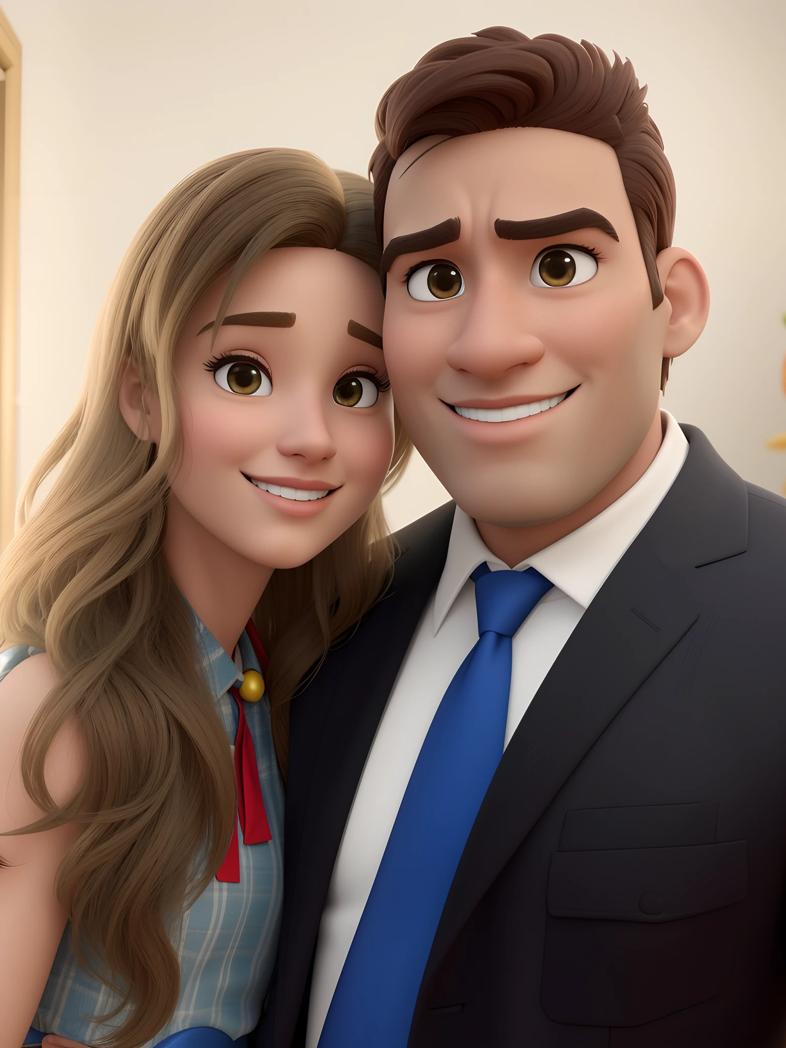imagem de um homem e uma mulher posando para uma foto, imagem de perto, animation movie still, Full Resolution, pixar retrato 8 k foto, animado ainda, animated film, Disney Pixar filme ainda, filme realista ainda, medium closeup shot, renderizado em Arnold, tiro de close-up, high resolution film still, um alambique de um feliz, Arnold Maya render