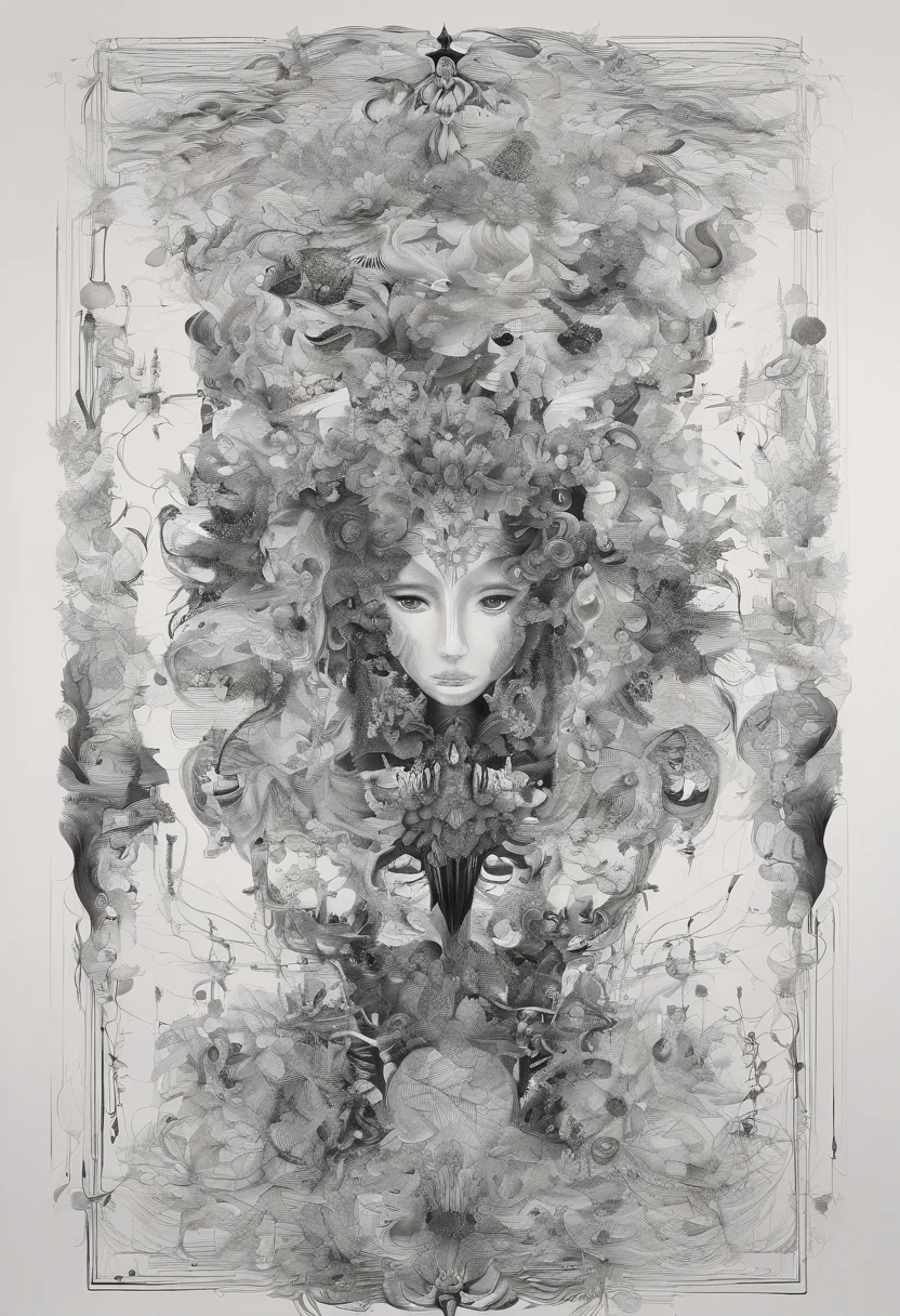 Visualize neutral colors (black and white) with all design elements, including points, lines, planes, shapes, textures and apply them to two-dimensional works. based on the meaning of the song Can't Help Falling in Love