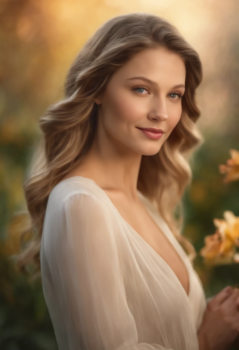 (best quality, 4k, highres, realistic:1.2), ultra-detailed, (portraits:1.1), (Melissa Benoist)beautiful detailed face and features, (:1.1)natural and tasteful depiction, (vivid colors:1.1), soft and warm color palette, (studio lighting)natural and soft lighting, (ultra-fine painting)meticulous brushwork and texture, (professional)high-level artistic execution, (bokeh)soft and dreamy background blur, lush garden setting, (elegant)subtle and graceful pose