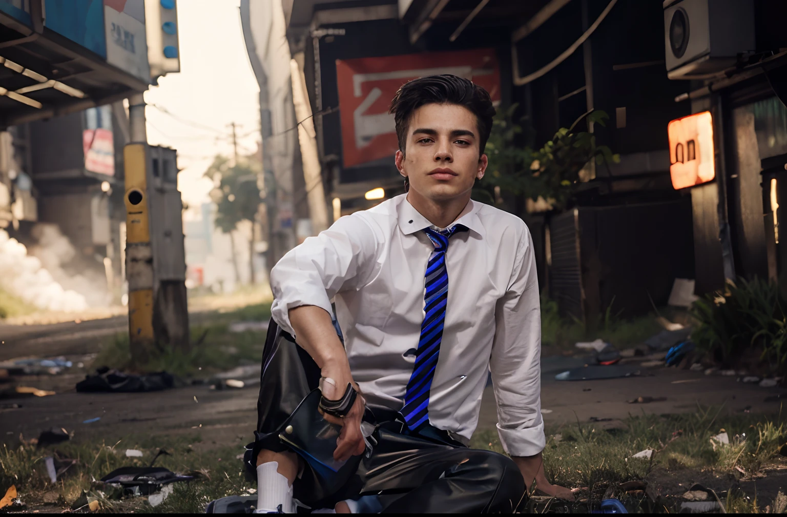 change background cyberpunk handsome boy realistic.ultra realistic