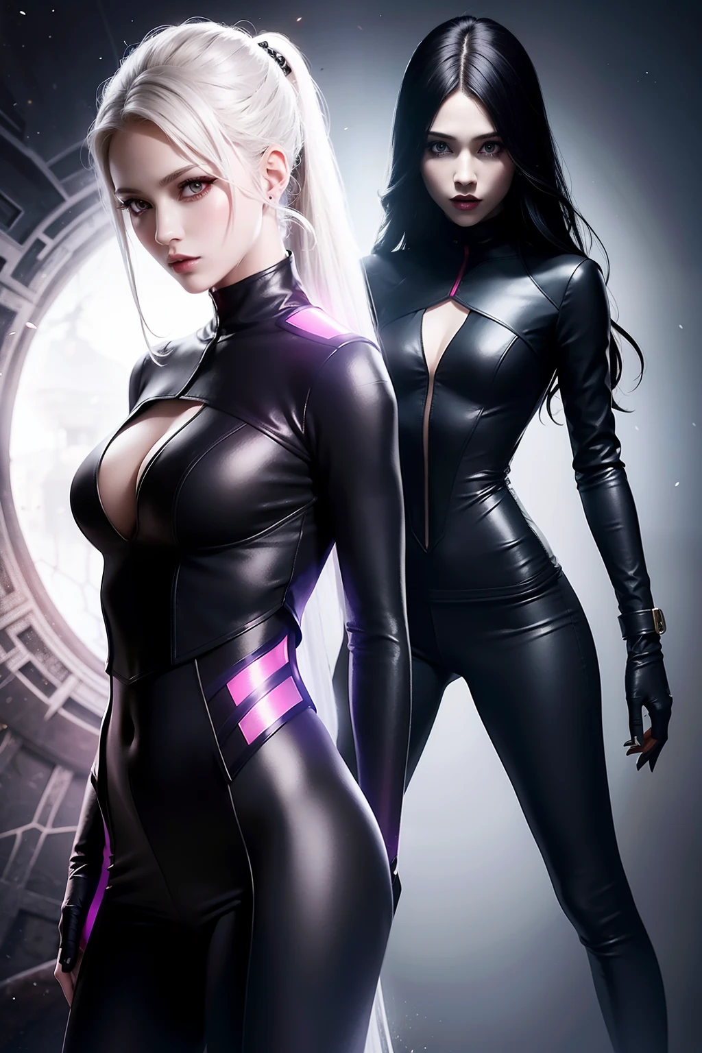 Mystical acher woman in futuristic modern simplified elegant suit (((in Bloodbourne aesthetic style::1)))