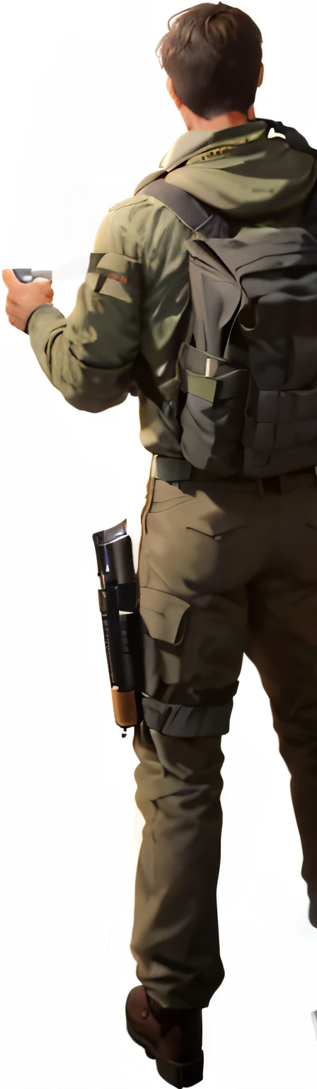 (best quality,4k,8k,highres,masterpiece:1.2), ultra-detailed, realistic:1.37, portrait, detailed eyes, detailed lips, extremely detailed face, long eyelashes, uniformed Alafa holding a gun and a backpack, close-up shot of the whole body, heavy details, rugged portrayal, extra detailed physique, close-up shot of the upper body, headquarters rendering, gripping a weapon, full body details, man holding a rifle, carrying a rifle, heavily armed individual