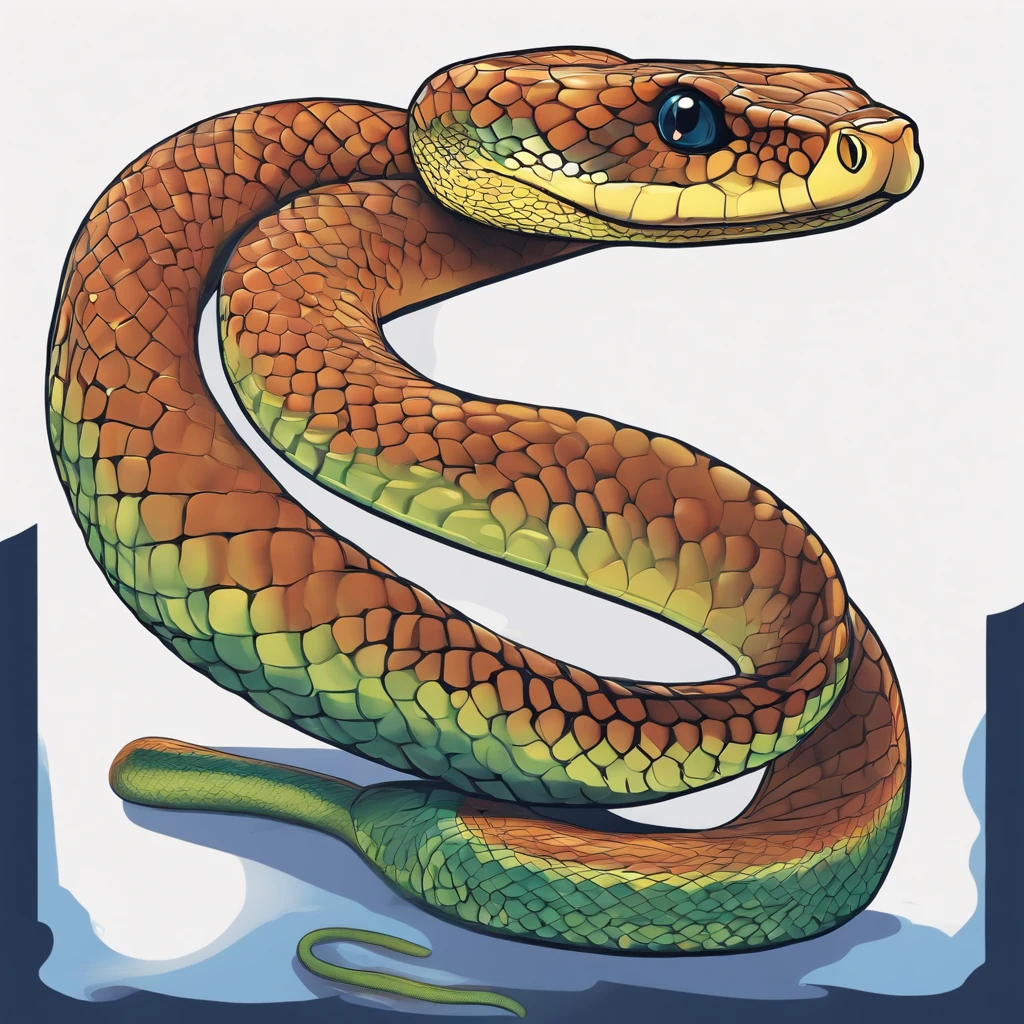 /imagine prompt: cobra, snake, reptile, sticker, cute, saturated color, disney pixar, outline, vector, white background, detailed fantasy