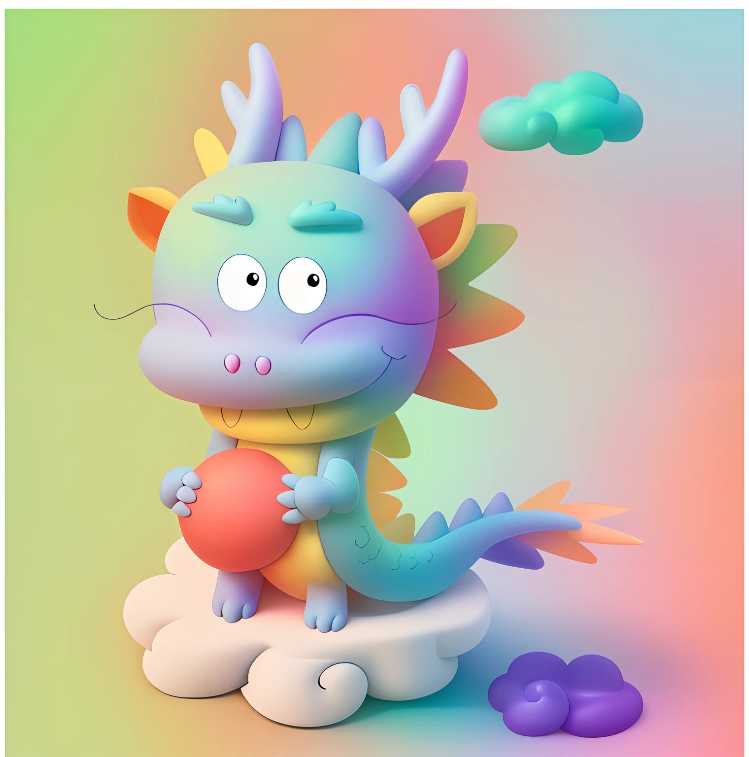 a dragon,Cute cartoon character,plethora of colors