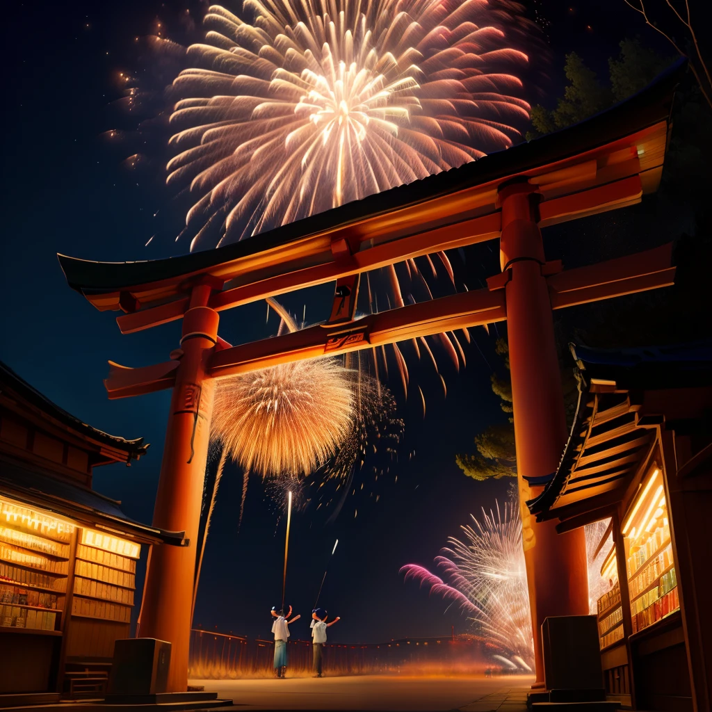 Night Fireworks Store Stalls Hoshi Torii
