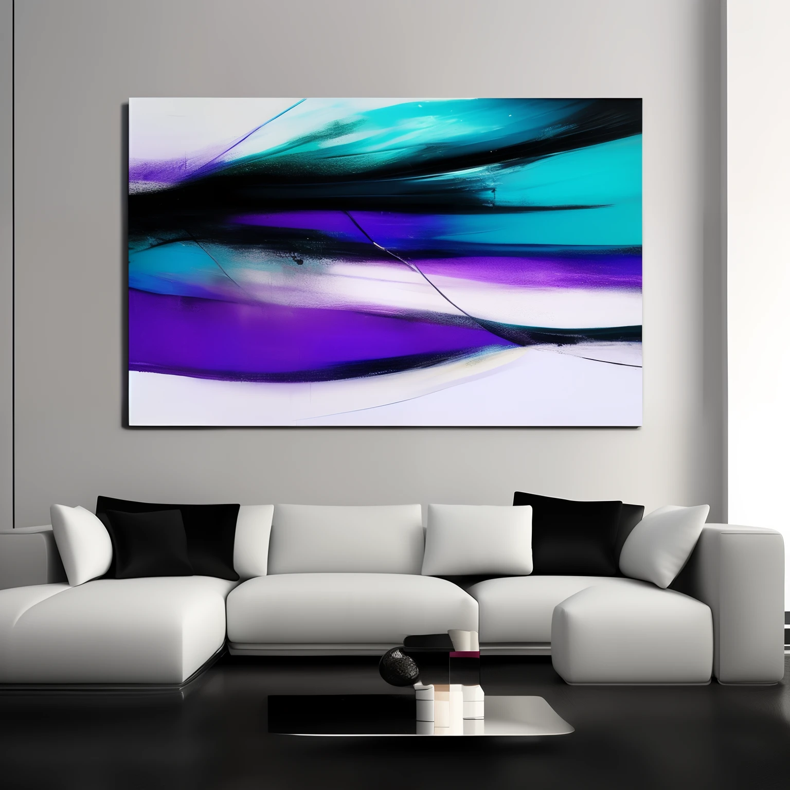 Cercles d’art abstrait blanc noir bleu violet turquoise color dripping