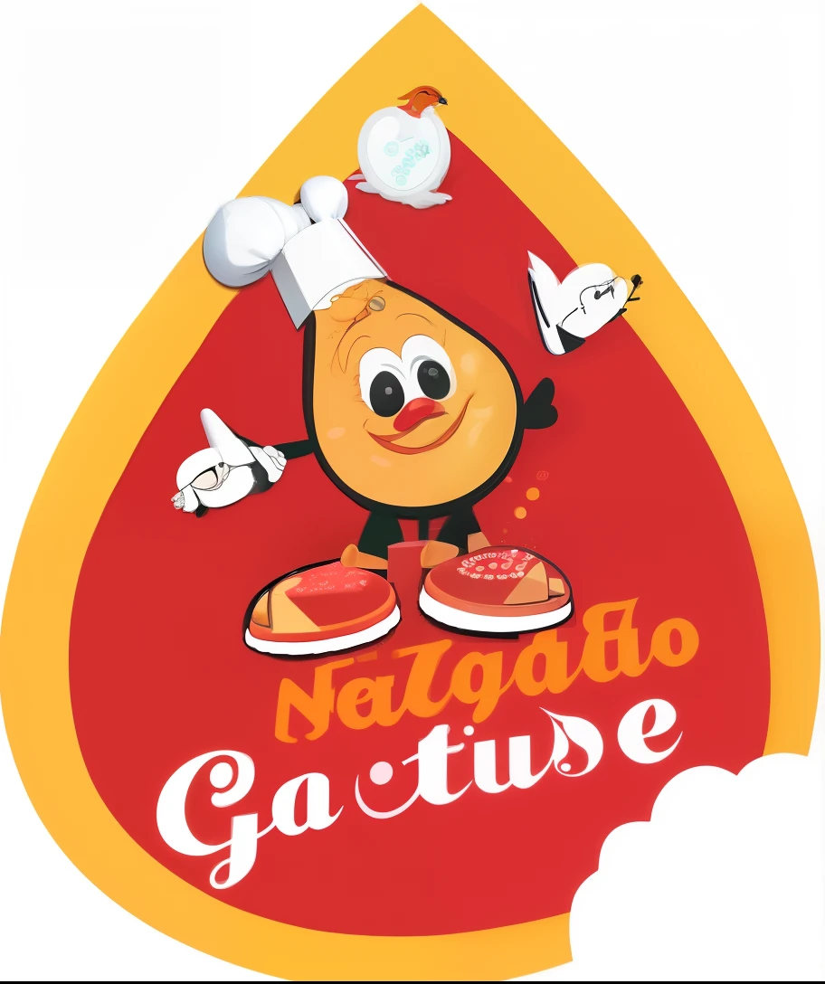 um personagem de desenho animado de um chef com uma pizza em seu prato, gostoso, Logo, Logo, frango aji, Logo has", Condorito, logo arttype, por Hirosada II, Logotipo", caio santos, Logotype for lunch delivery, Hosada, Logos, Company logotype, gojo satoru |