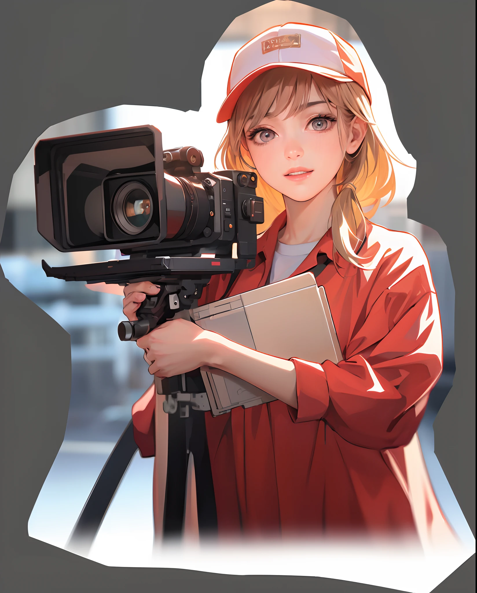 offcial art,统一 8k 壁纸,ultra - detailed,Beauty and aesthetics,tmasterpiece,best qualtiy,Nice face,ssmile,adorable expression,Delicate facial features,Smile and look at the camera, Photorealistic, (Masterpiece:1.5), concept-art, Intricate details, Highly detailed, Photorealistic, rendering by octane, 8K, illusory engine, Dynamic pose, Best quality, A high resolution, (Realistic face:1.1), (Hyperrealistic:1.1), ((close-up face)), Perfect eyes,(Shiny skin:1.2), (((Hairstyles))), (((Perfect hands))), (extremely detailed background), ((Dynamic background)), ((Lightning)), (Light rays), ((1girll, )), girl,wearing overalls, (((Delicate facial features))), ((Detailed eyes, High quality eyes, High quality face)), (Extremely complex cameras, shot),cabellos largos dorados, Beautiful facial features, ((Dramatic)), Epic, battlefield, Depth of field, Bokeh, 4K, Gothic, ember, Particle,Cityscape