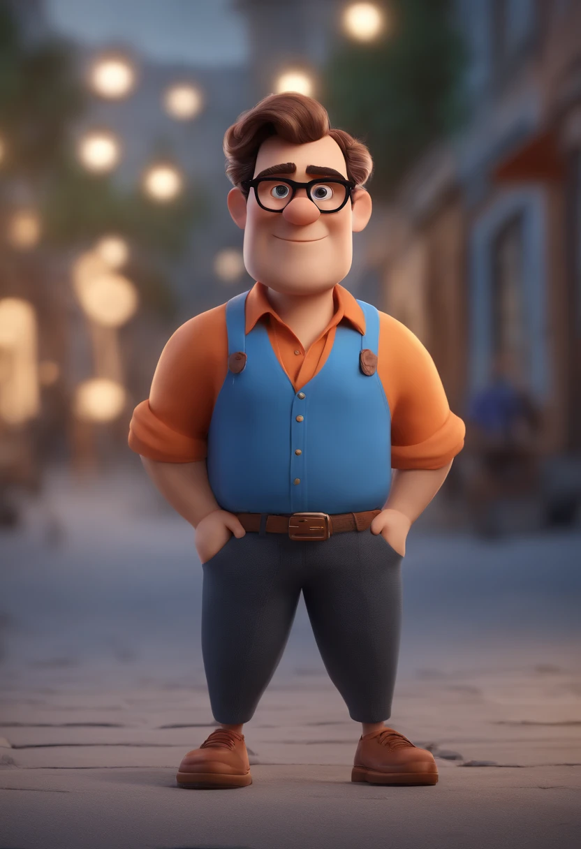 Cartoon character of a man with black glasses and a blue shirt, animation character, Caractere estilizado, animation style rendering, 3D estilizado, Arnold Maya render, 3 d render stylized, toon render keyshot, Personagem 3D, Personagem 3D, 3d rendering stylized, 3 d character render, personagem de desenho animado, Personagem de close up, Pose de personagem, (Estilo Pixar) (master part:1.2) (Bokeh) (best quality) (pele detalhada) (textura detalhada) (8k) (argila) (Cinematic lighting) (foco nítido