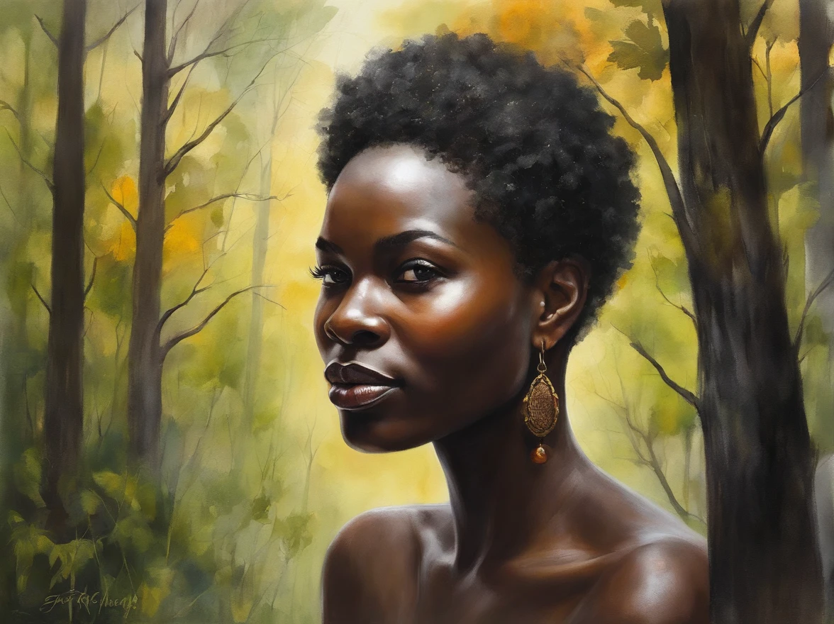 Best Quality, masutepiece, high detailing, Realistic, High Definition, Software Engineer, Tall body, Slim Fit Figure, Man in the forest, dense woods, Africa, oud, Night, Smart Causality, Happy. , Make a happy face, Make faces, apples, Little light, Very dark, Very dark, No light, Foggy, dense black skin, Short hair
